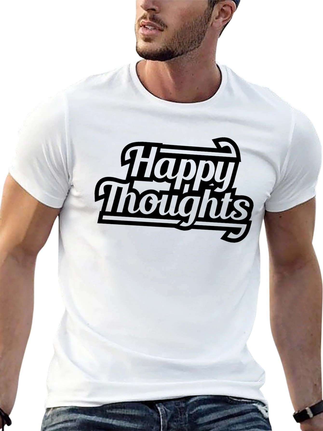 Happy Thoughts Black Graphic Tee - Casual Comfort