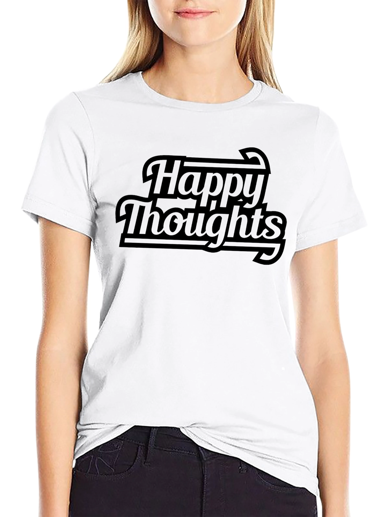 Happy Thoughts Black Graphic Tee - Casual Comfort