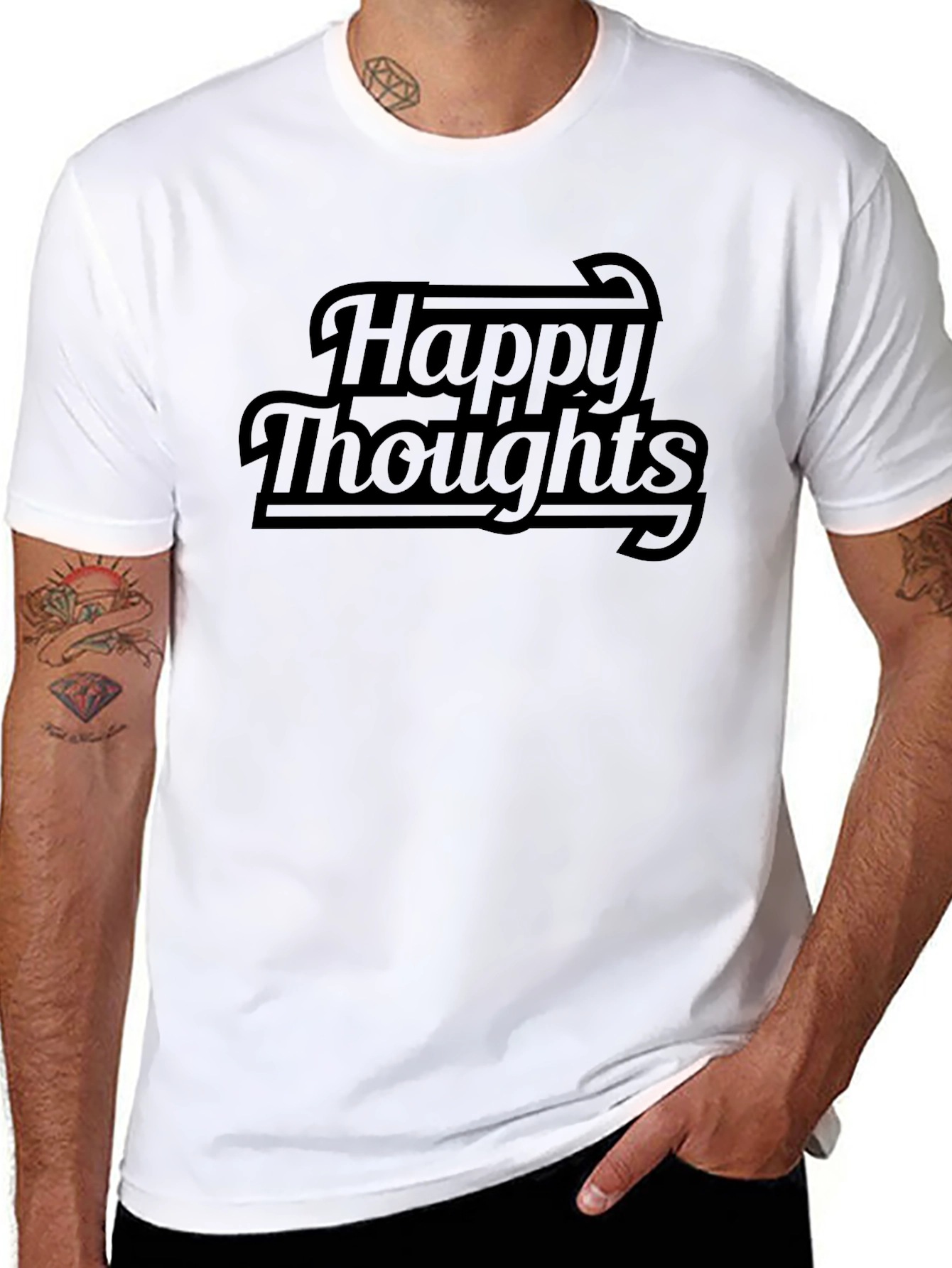 Happy Thoughts Black Graphic Tee - Casual Comfort