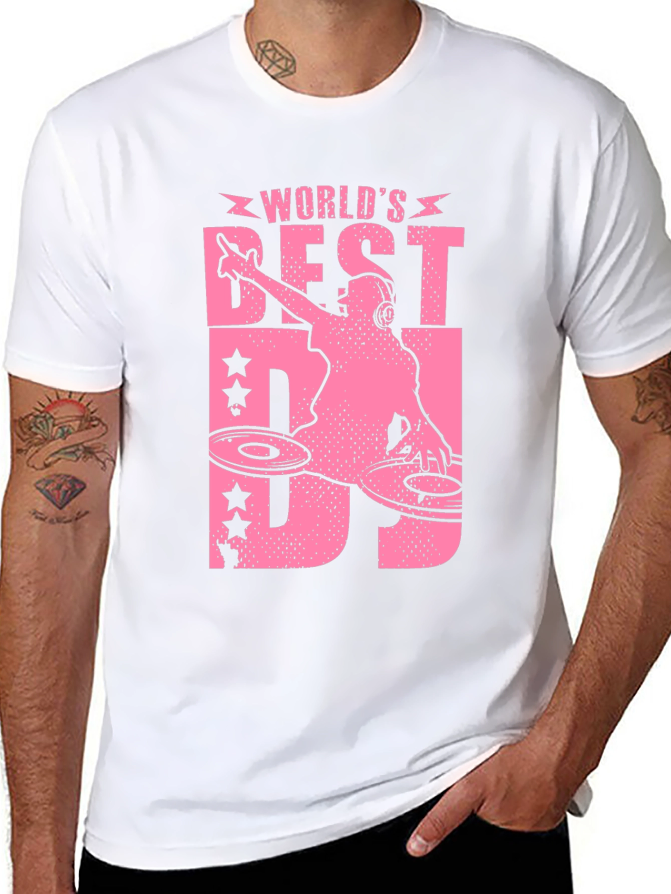 Worlds Best DJ Graphic T-Shirt - Pink Design