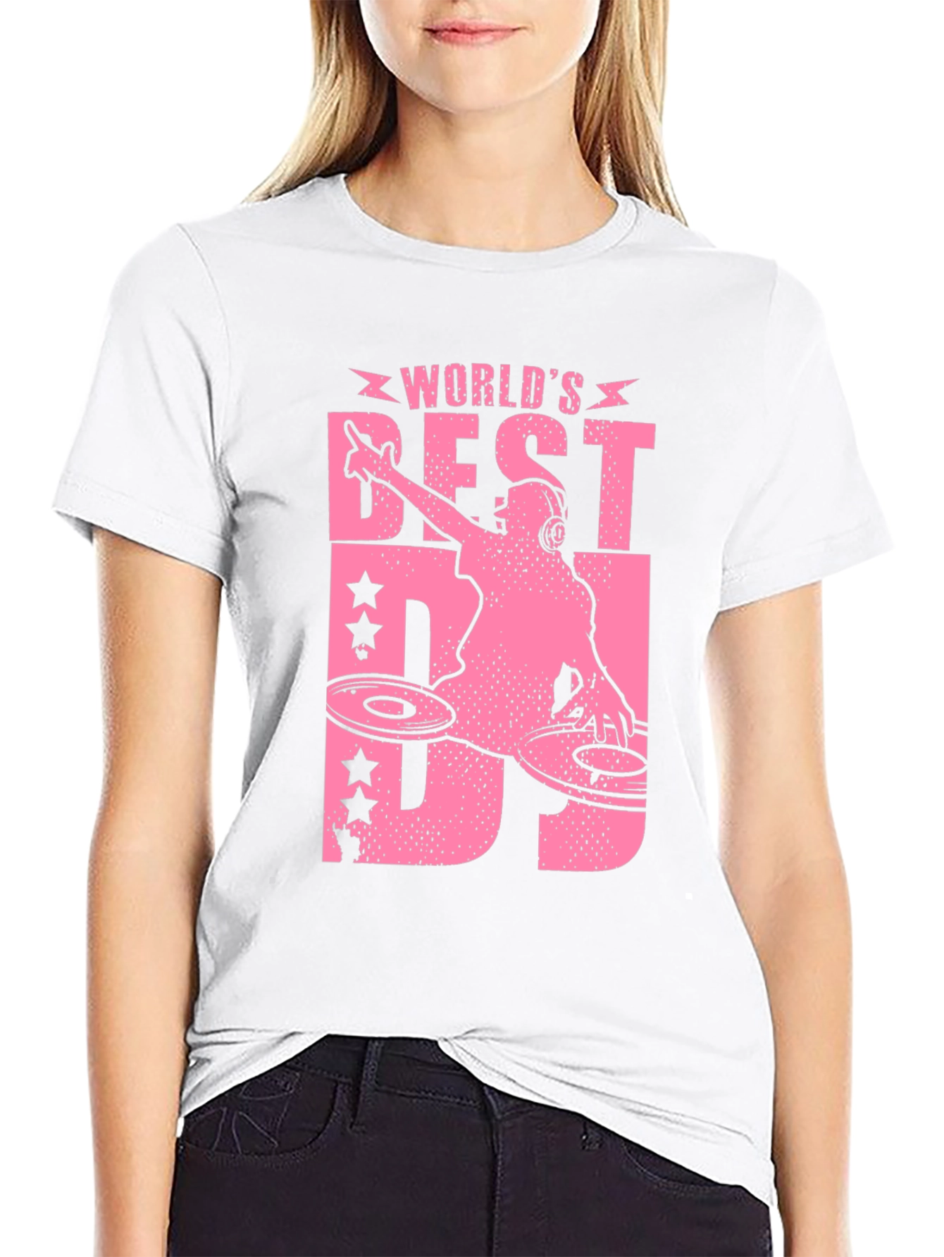 Worlds Best DJ Graphic T-Shirt - Pink Design