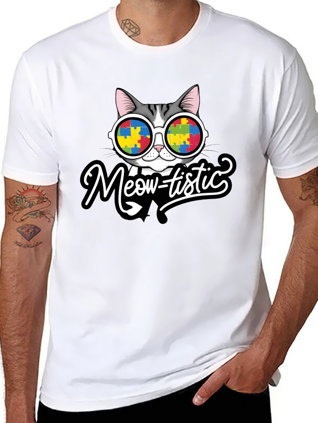 Meow-tistic Cat Autism Awareness T-Shirt