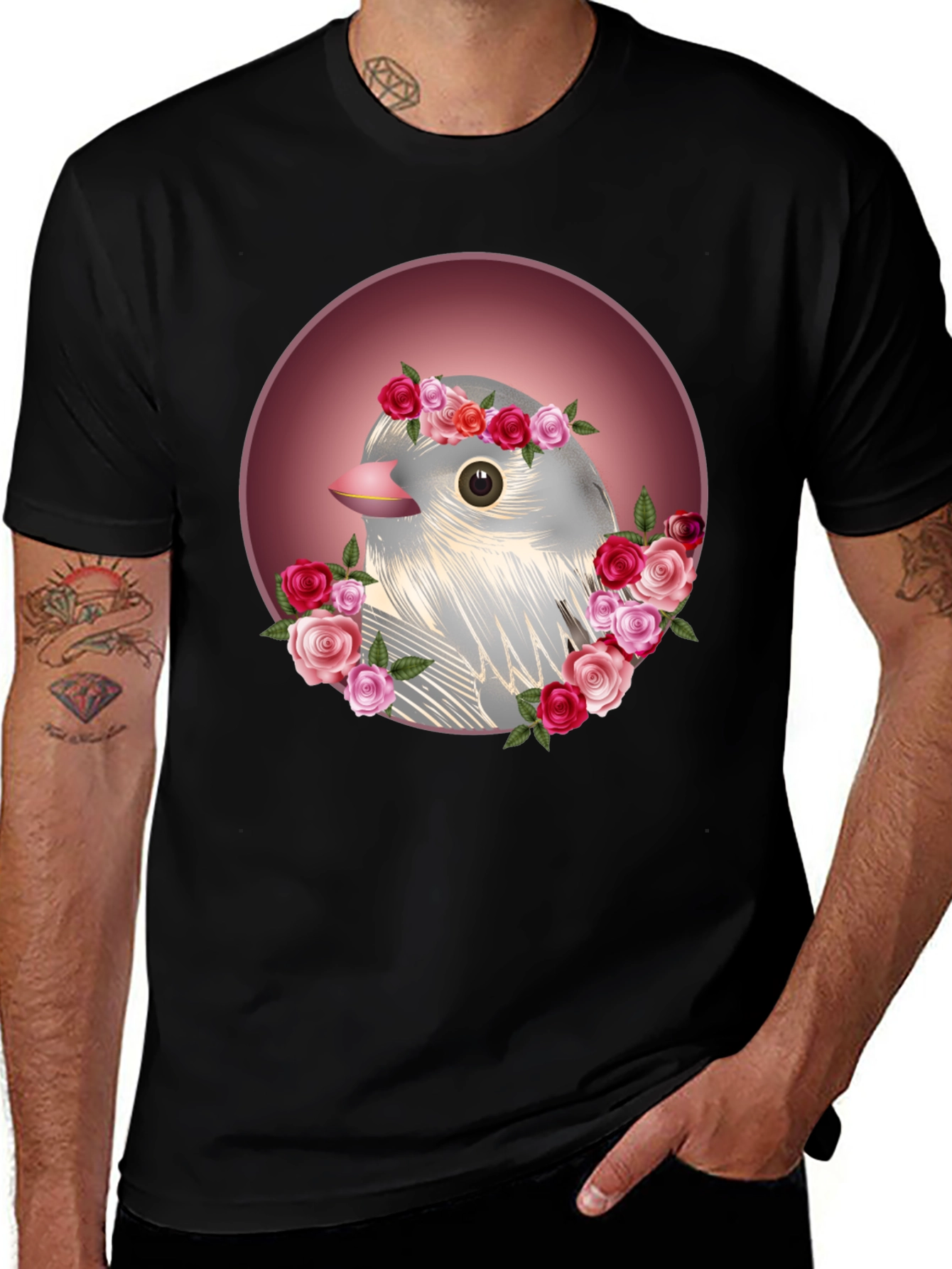 Floral Bird Graphic Tee - Stylish Comfort
