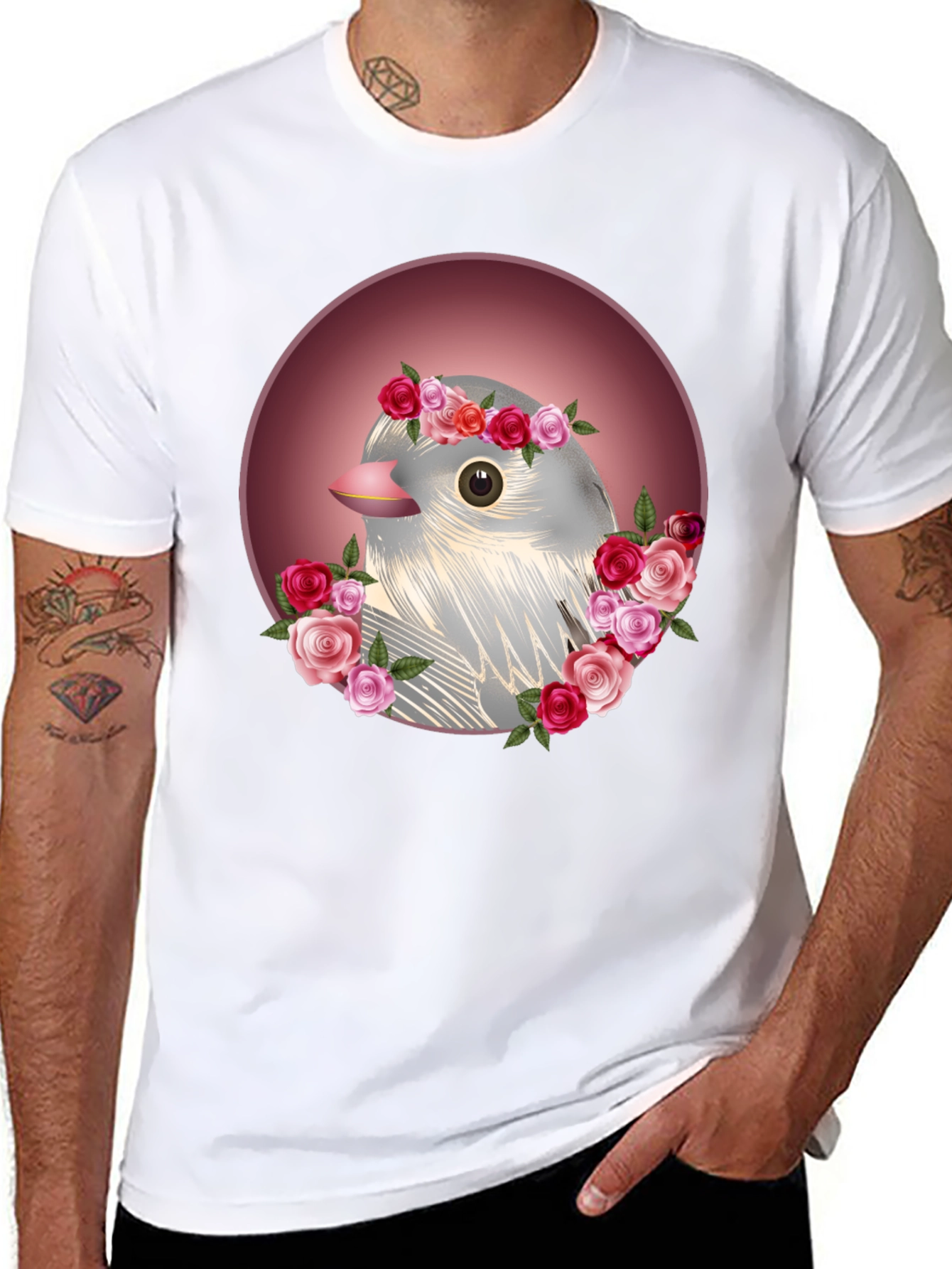 Floral Bird Graphic Tee - Stylish Comfort