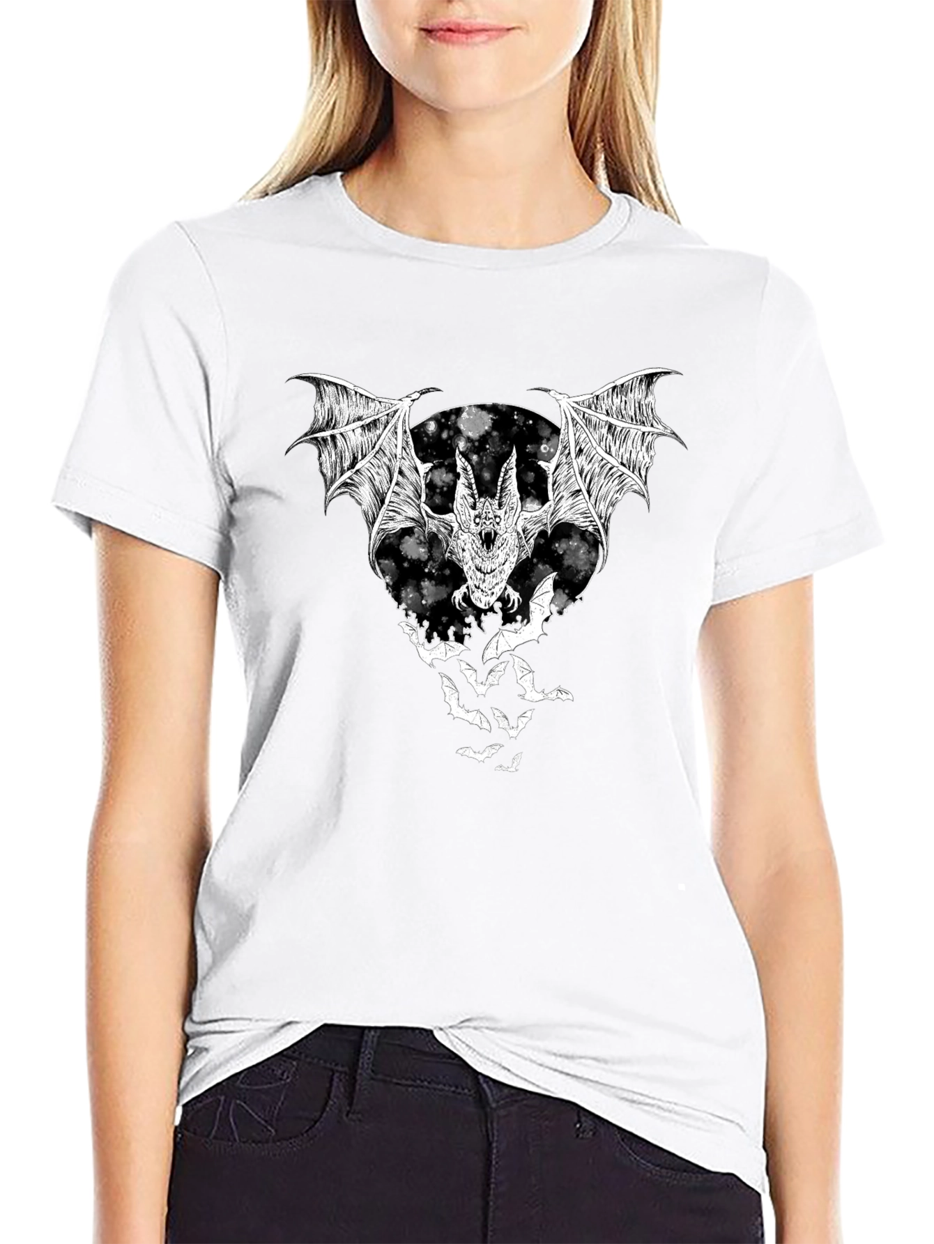 Bat Graphic T-Shirt - Black Halloween Tee