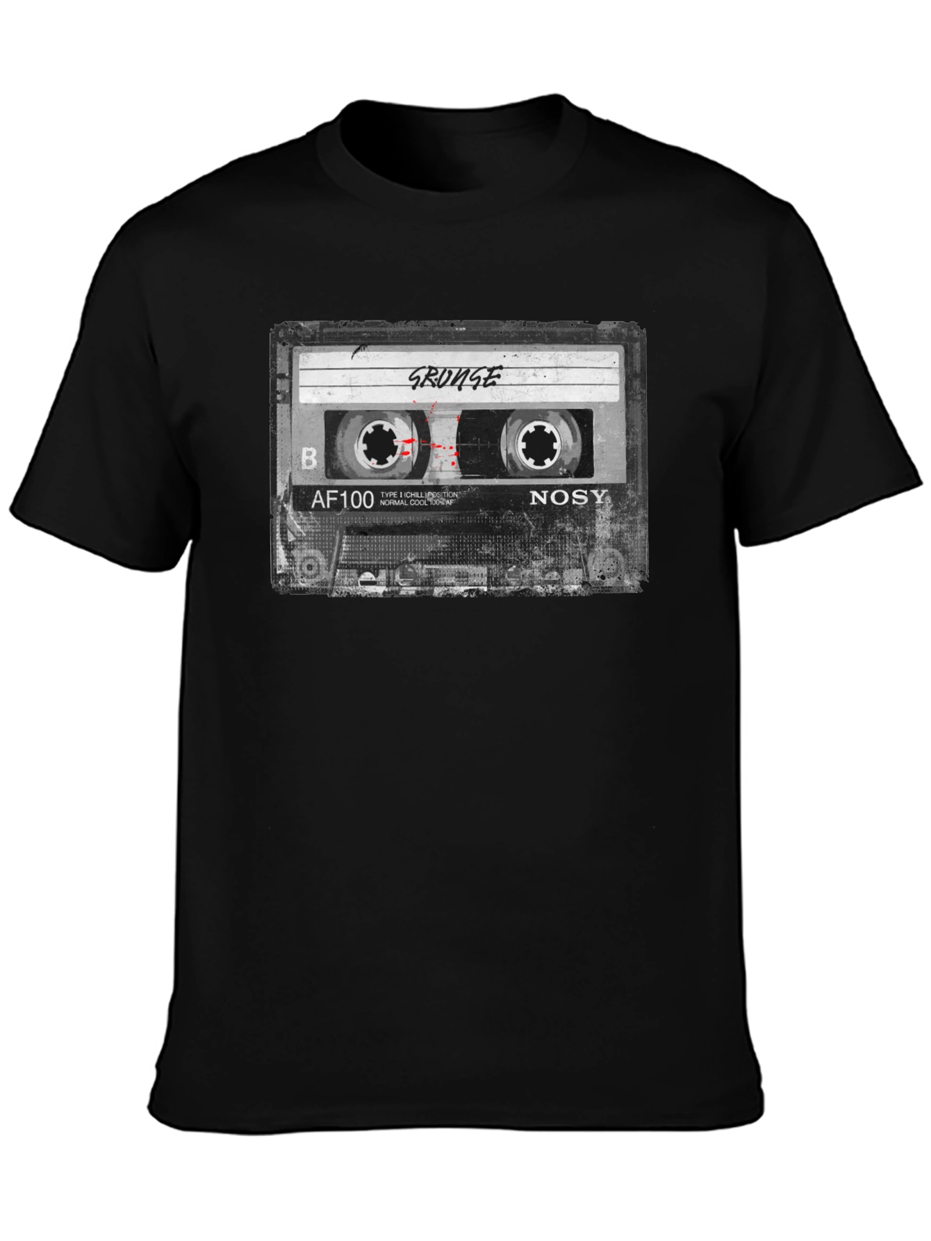 Grunge Cassette Tape Graphic T-Shirt - Retro Music Tee