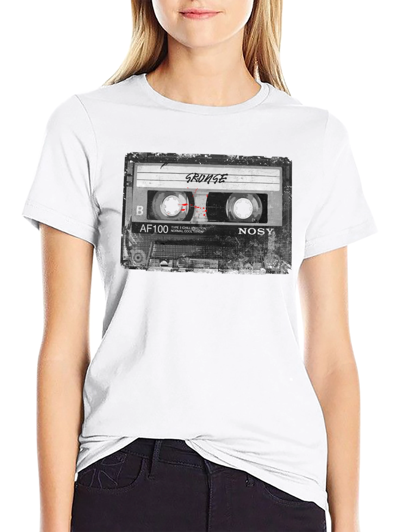 Grunge Cassette Tape Graphic T-Shirt - Retro Music Tee