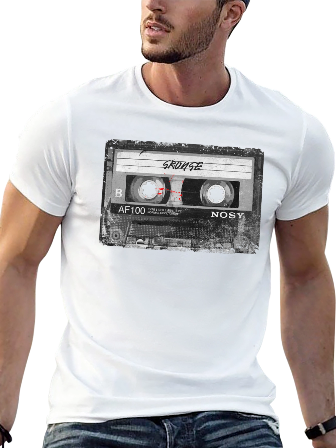 Grunge Cassette Tape Graphic T-Shirt - Retro Music Tee