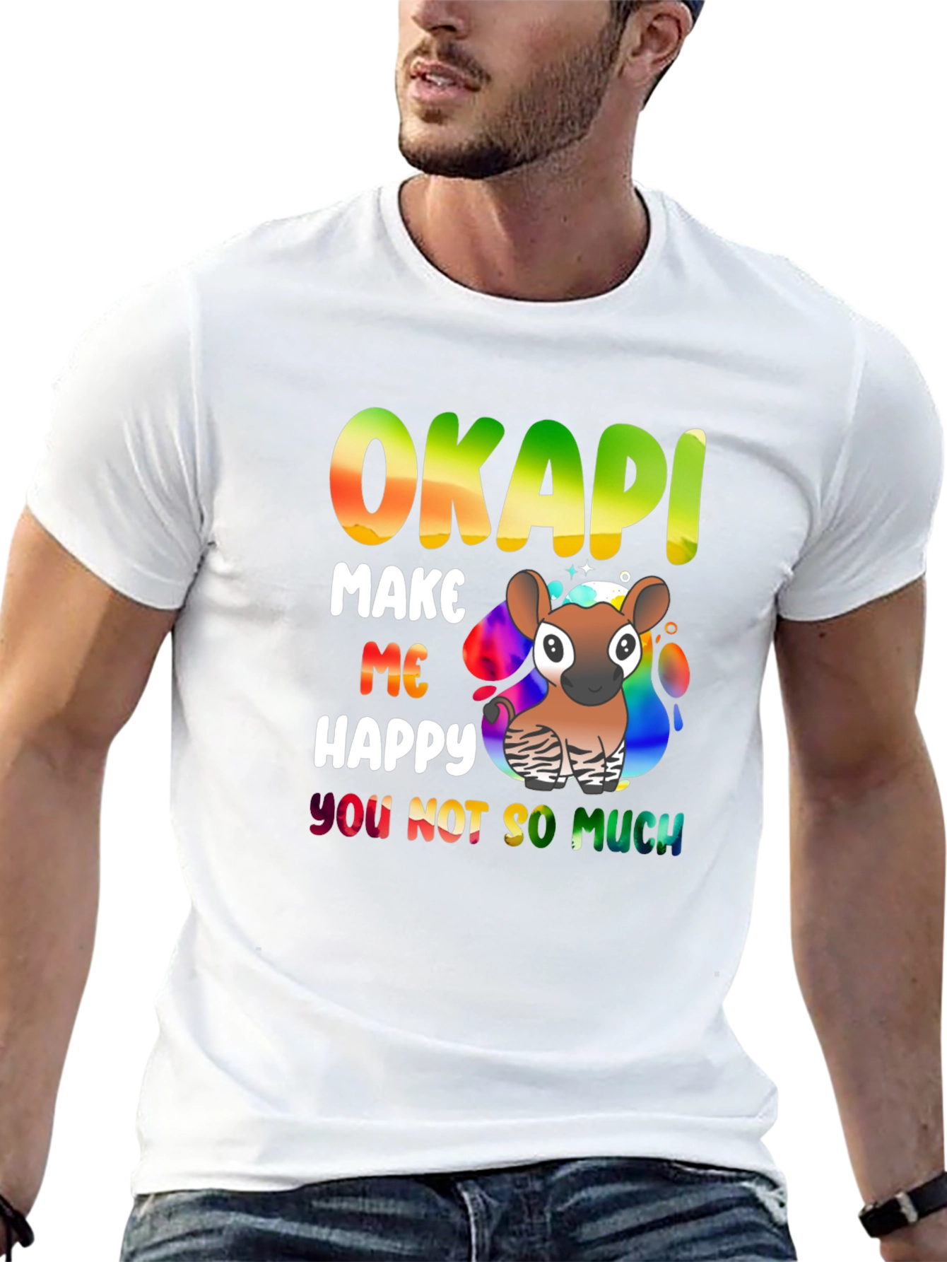 Okapi Graphic T-Shirt - Make Me Happy Design