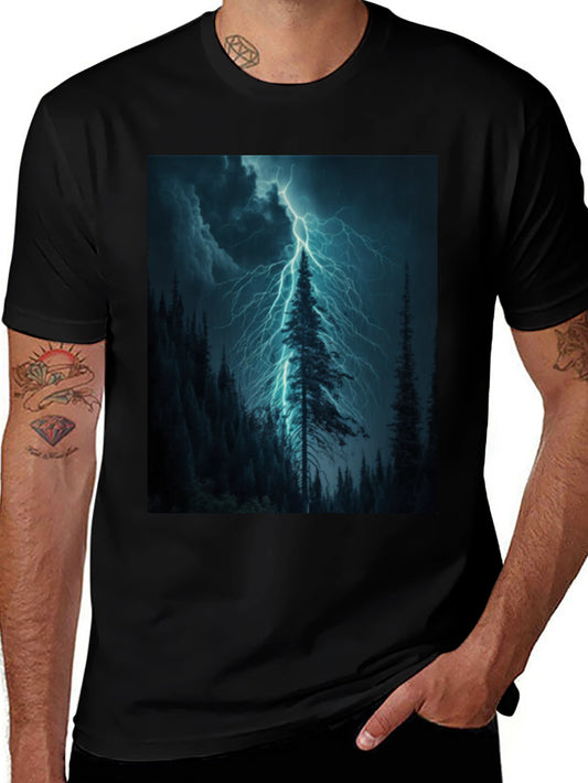 Storm Tree Graphic Tee - Dark Sky Lightning Design