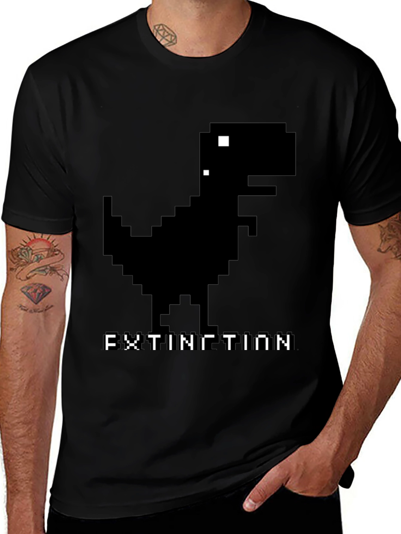 Extinction Dinosaur Pixel Art T-Shirt