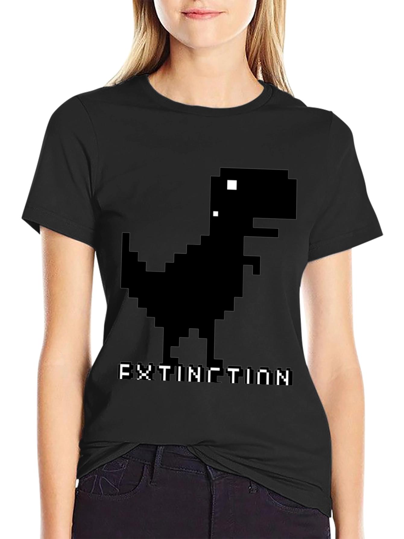 Extinction Dinosaur Pixel Art T-Shirt