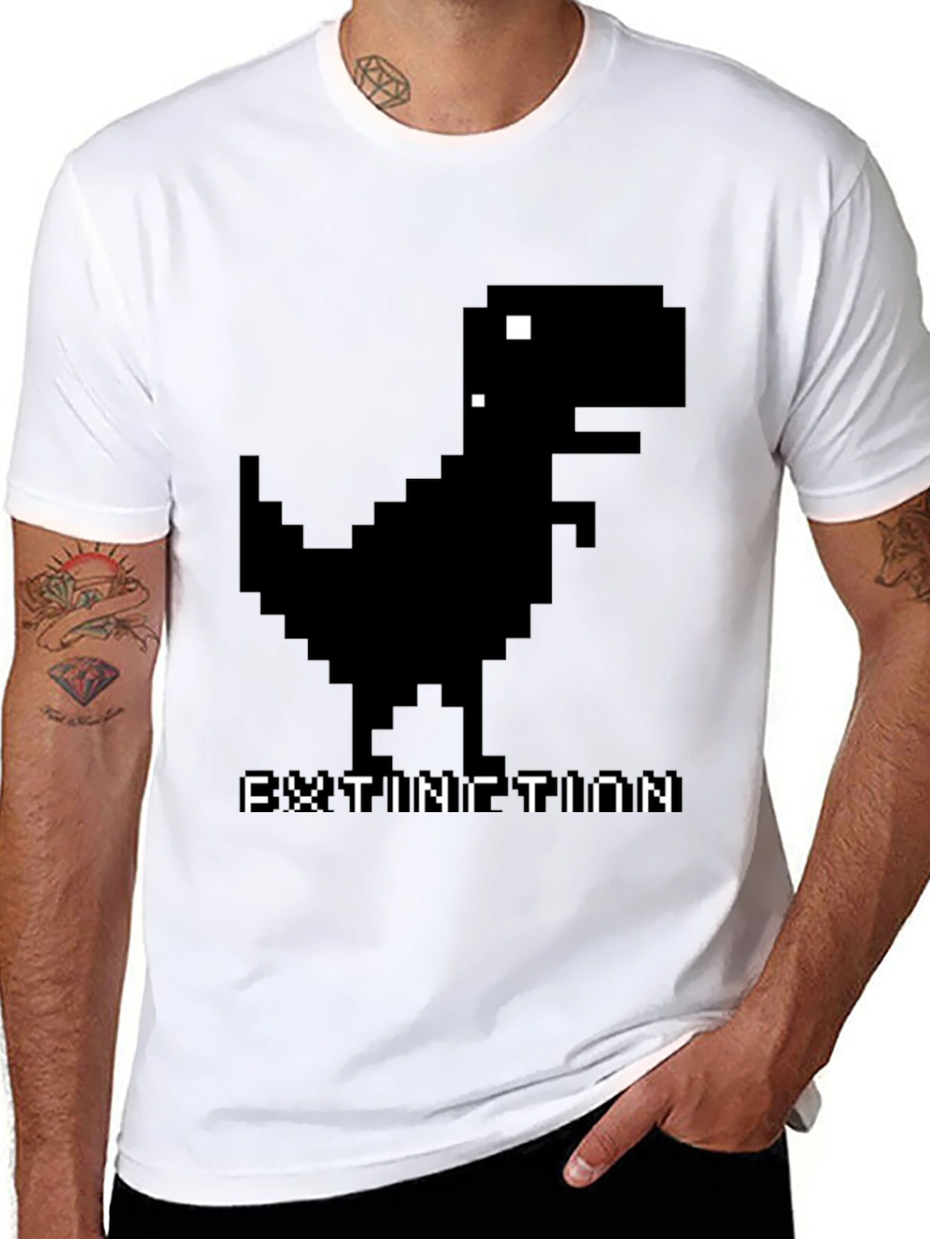 Extinction Dinosaur Pixel Art T-Shirt