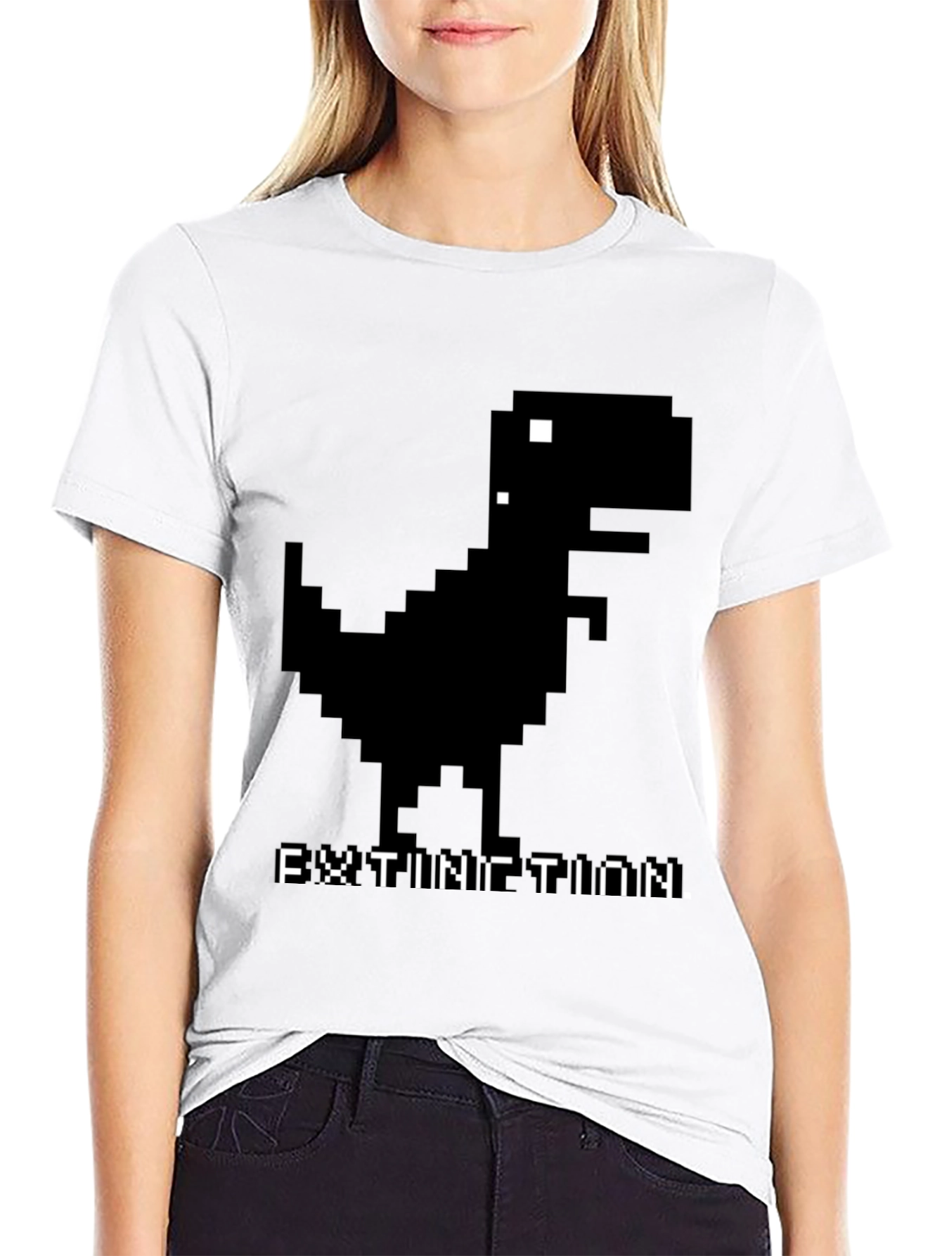 Extinction Dinosaur Pixel Art T-Shirt