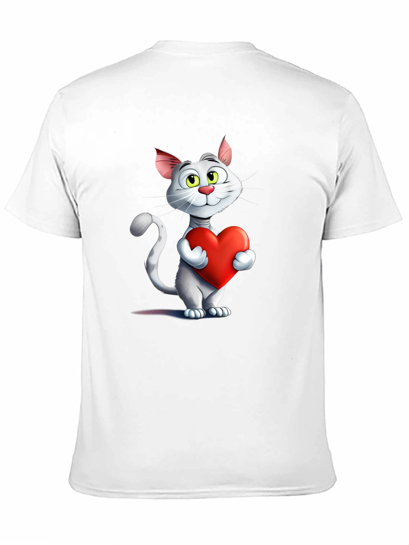 Cute Cat Holding Heart Graphic T-Shirt