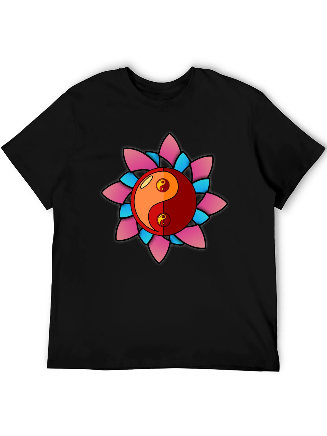 Yin Yang Lotus Graphic T-Shirt