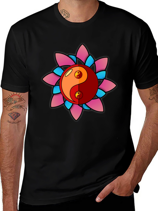 Yin Yang Lotus Graphic T-Shirt