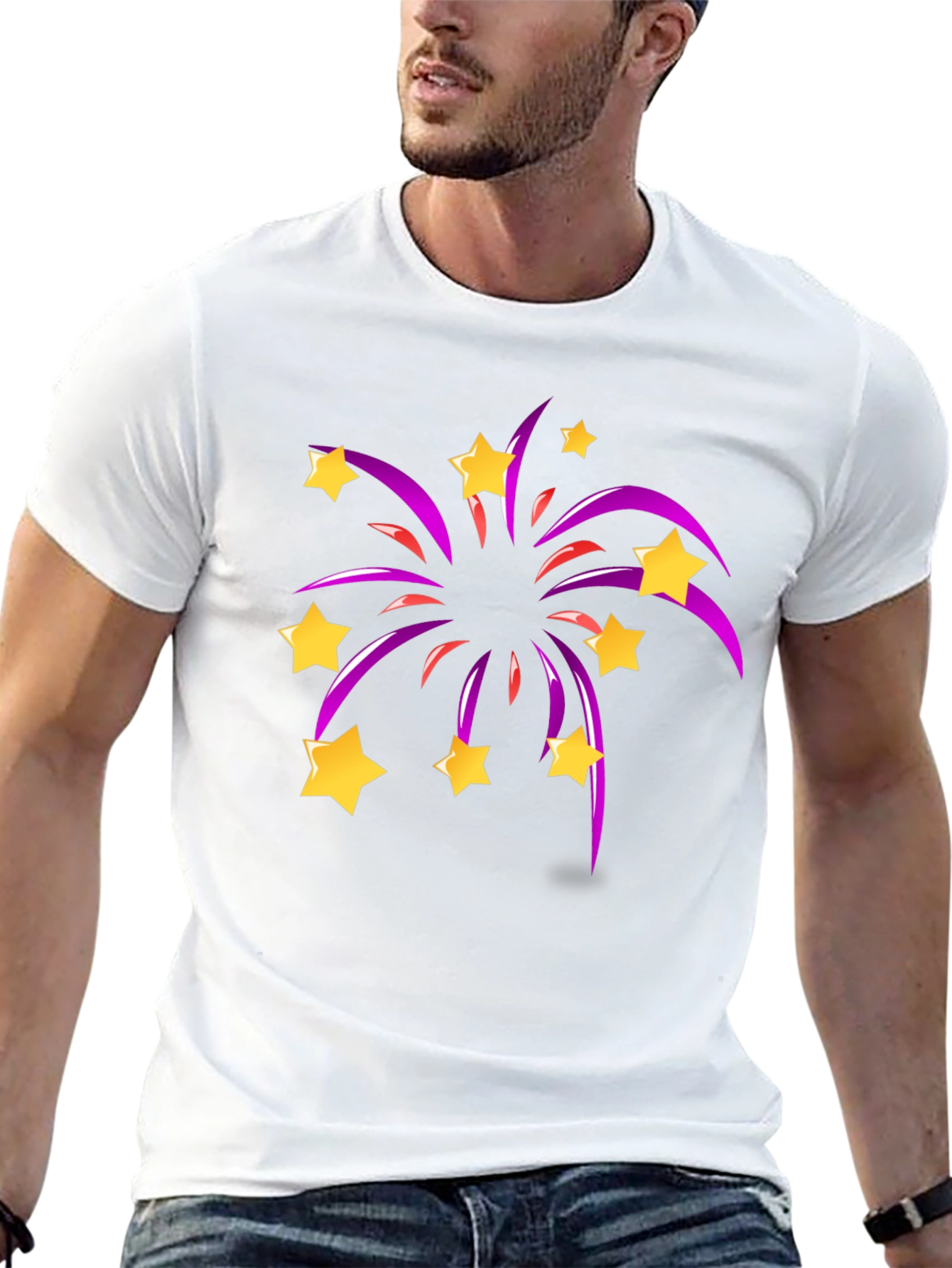 Star Fireworks Graphic Black T-Shirt
