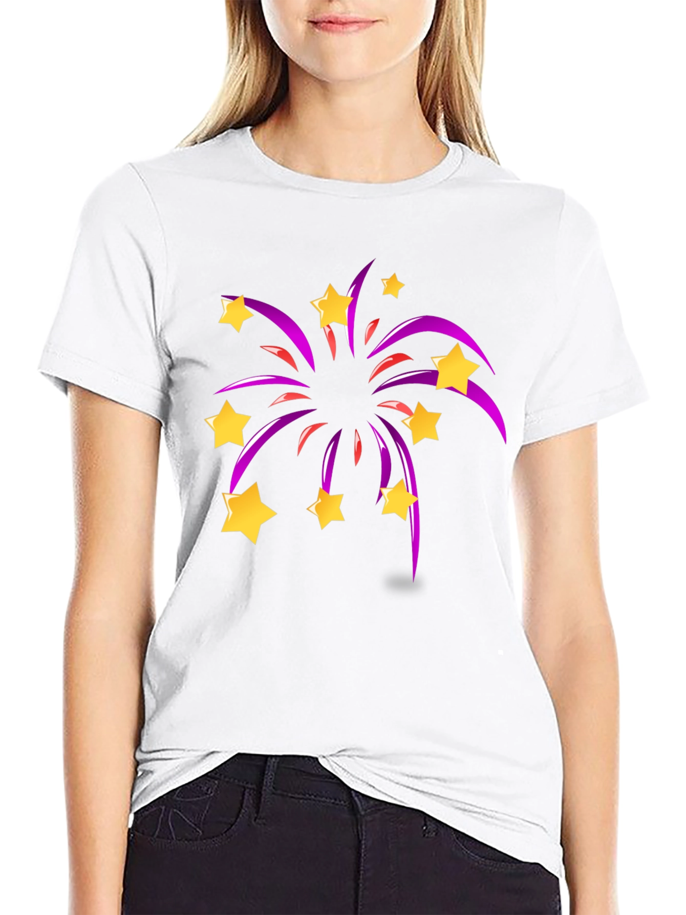 Star Fireworks Graphic Black T-Shirt