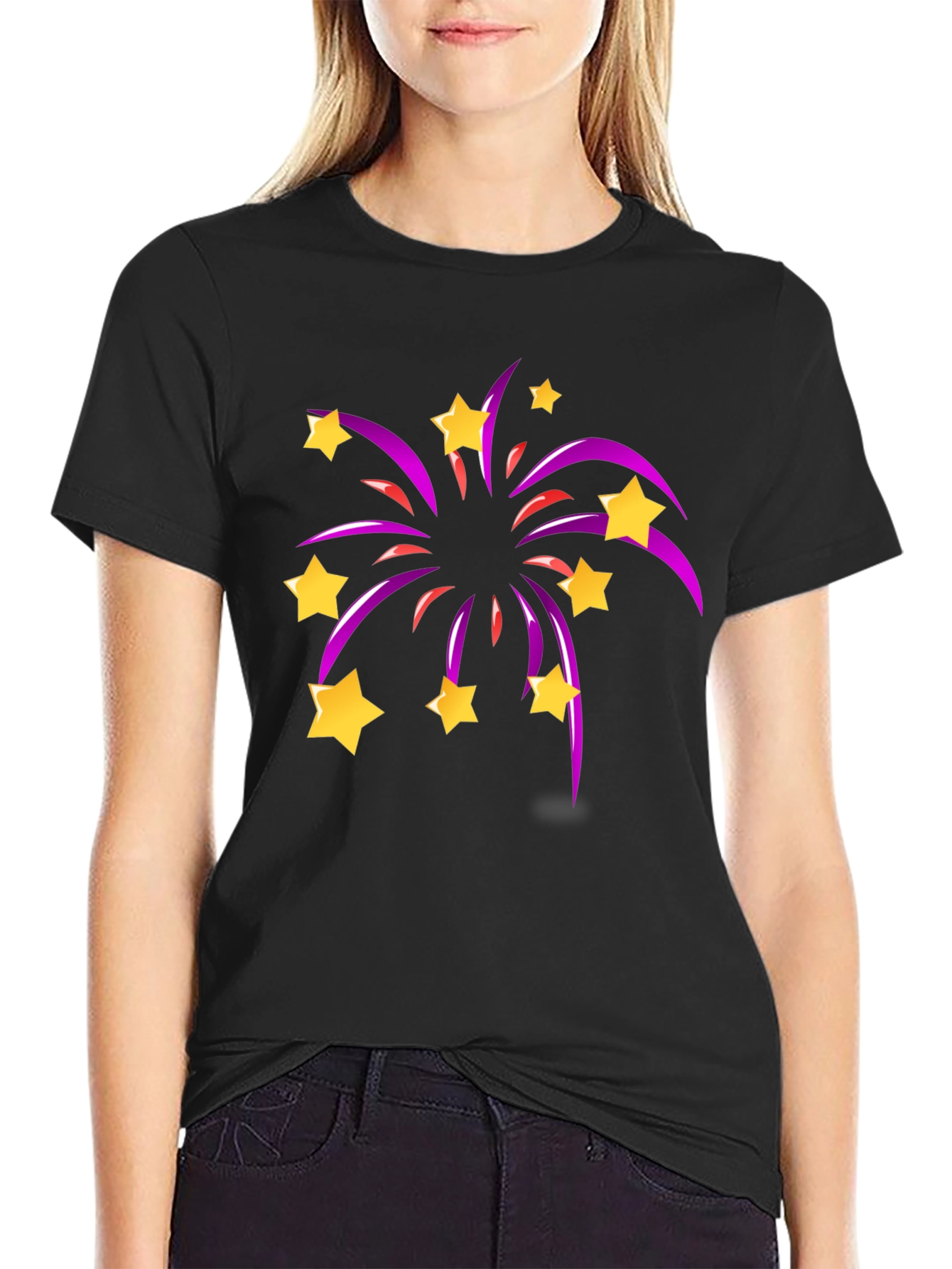 Star Fireworks Graphic Black T-Shirt