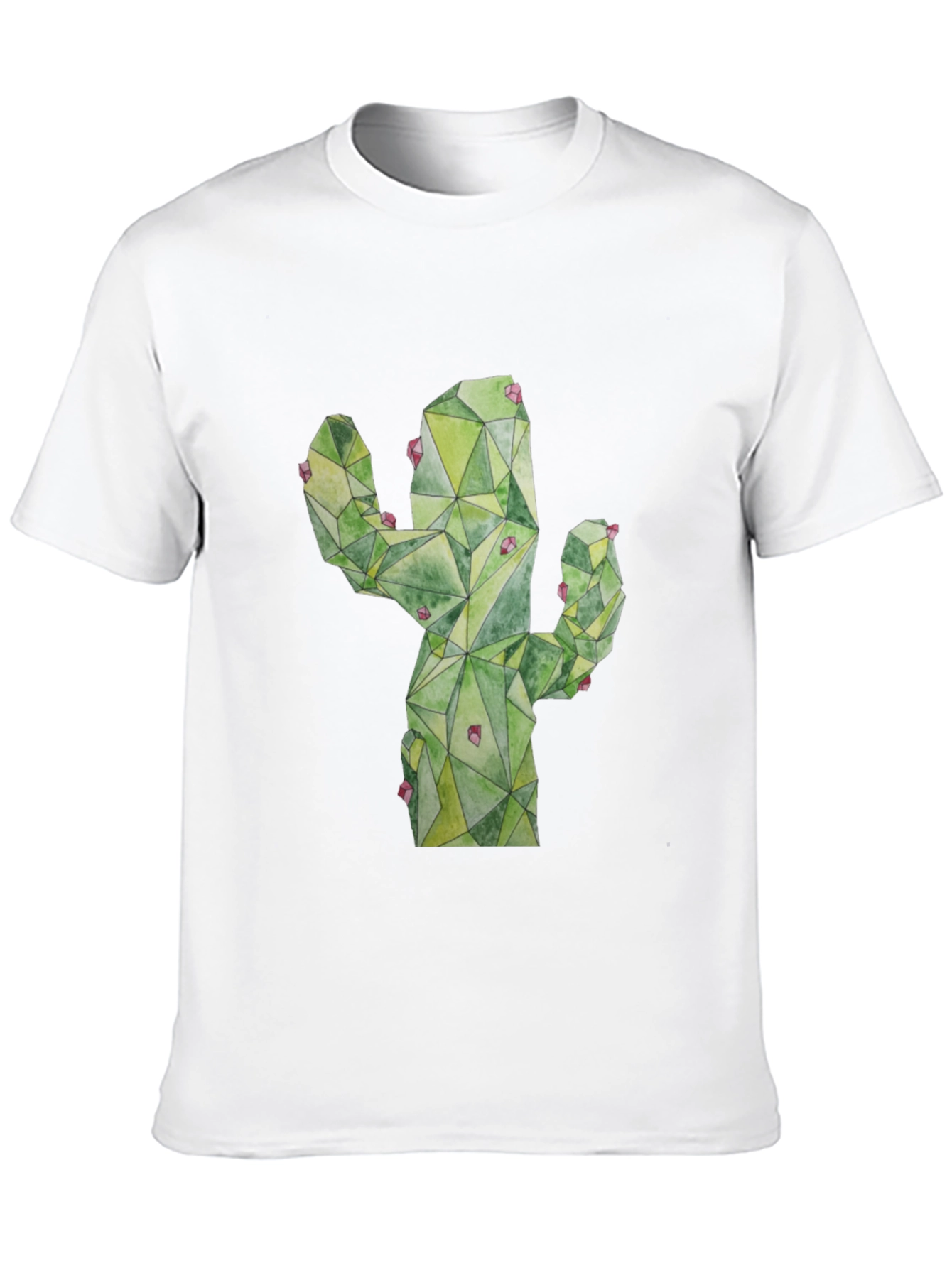 Geometric Cactus Print Black T-Shirt