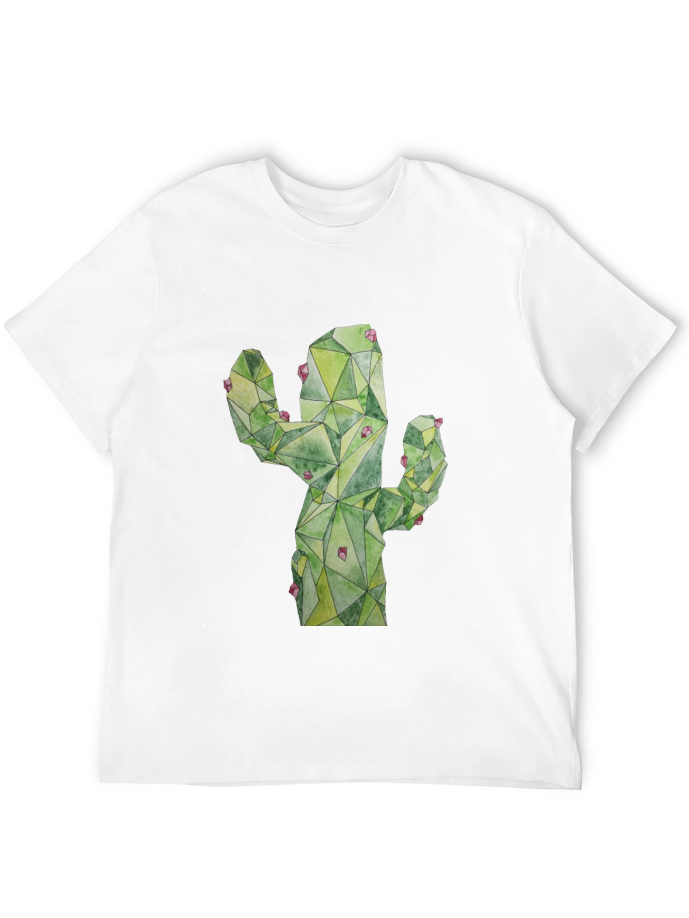 Geometric Cactus Print Black T-Shirt