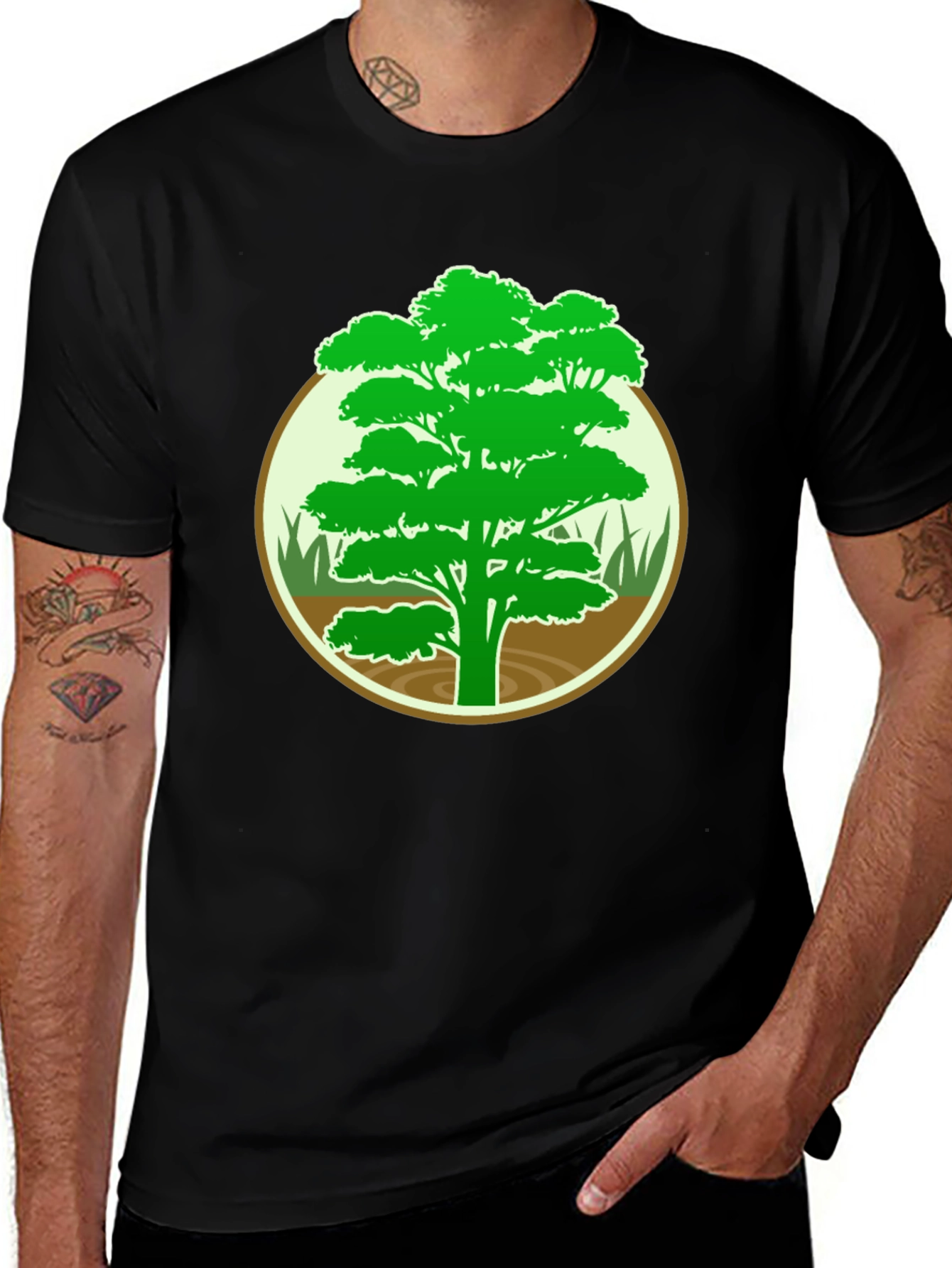 Nature Tree Graphic Tee - Mens Black T-Shirt