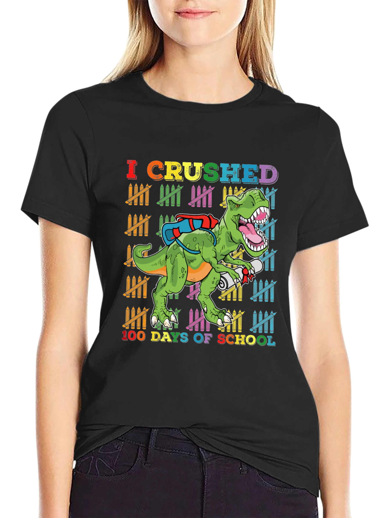 Crushed 100 Days T-Rex Back to School Shirt