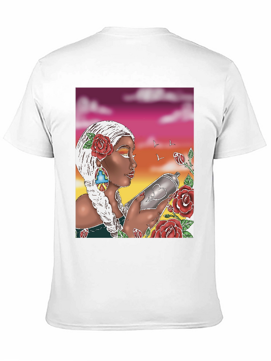 Artistic Graphic Tee - Spray Paint Design
