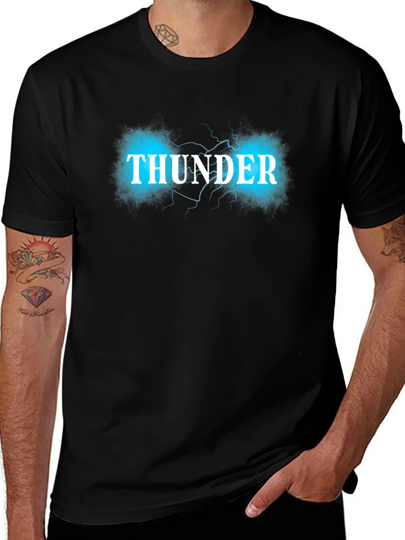 Thunder Graphic Print Black T-Shirt