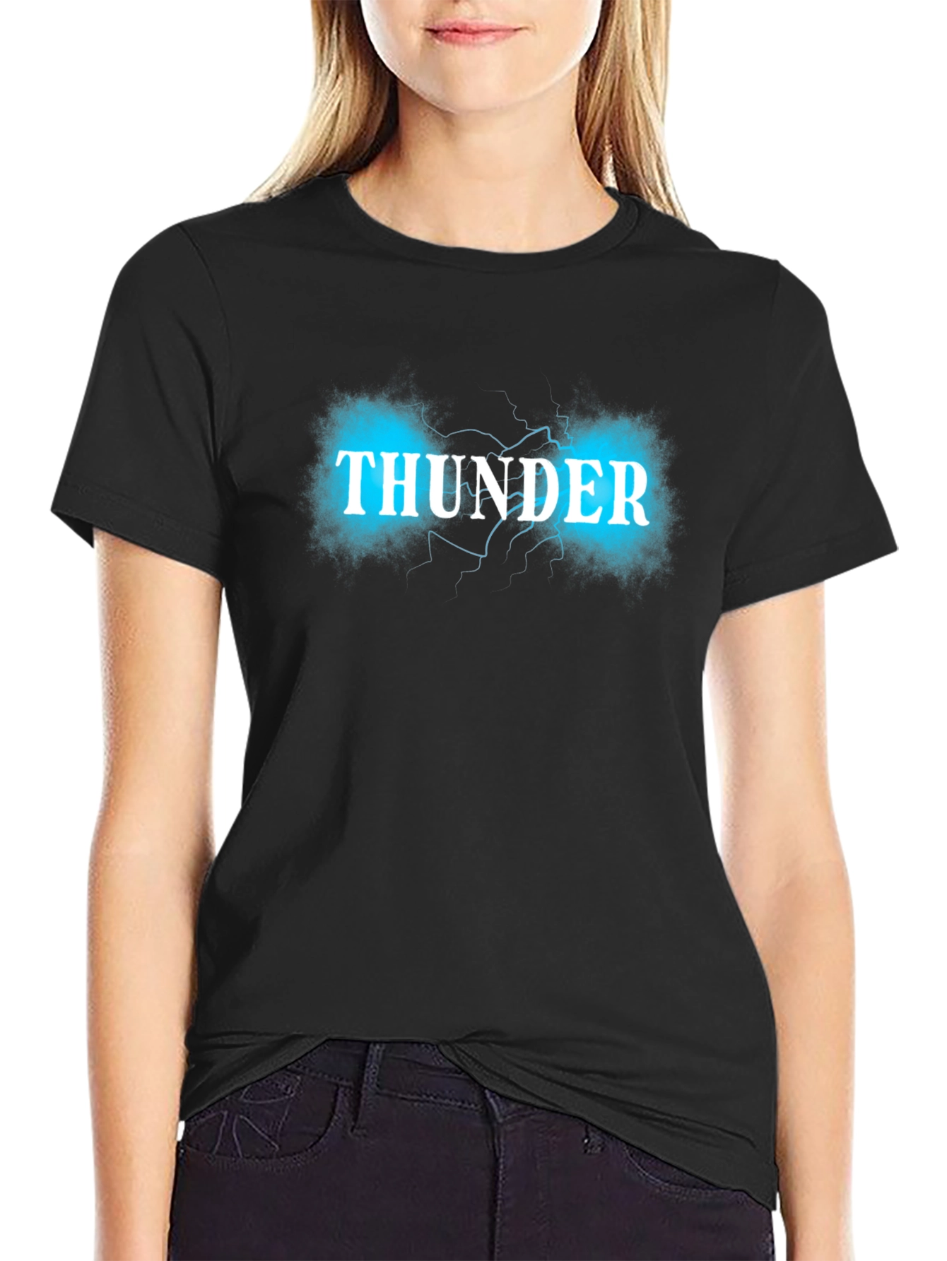 Thunder Graphic Print Black T-Shirt