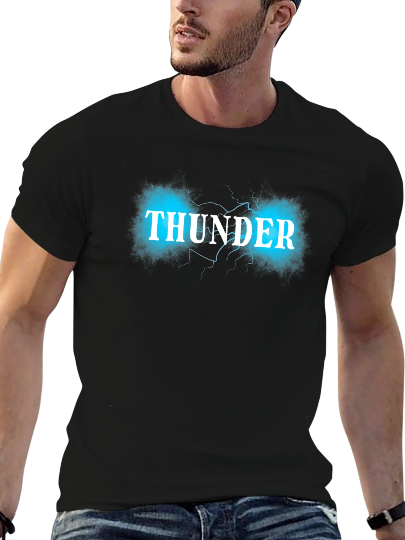 Thunder Graphic Print Black T-Shirt