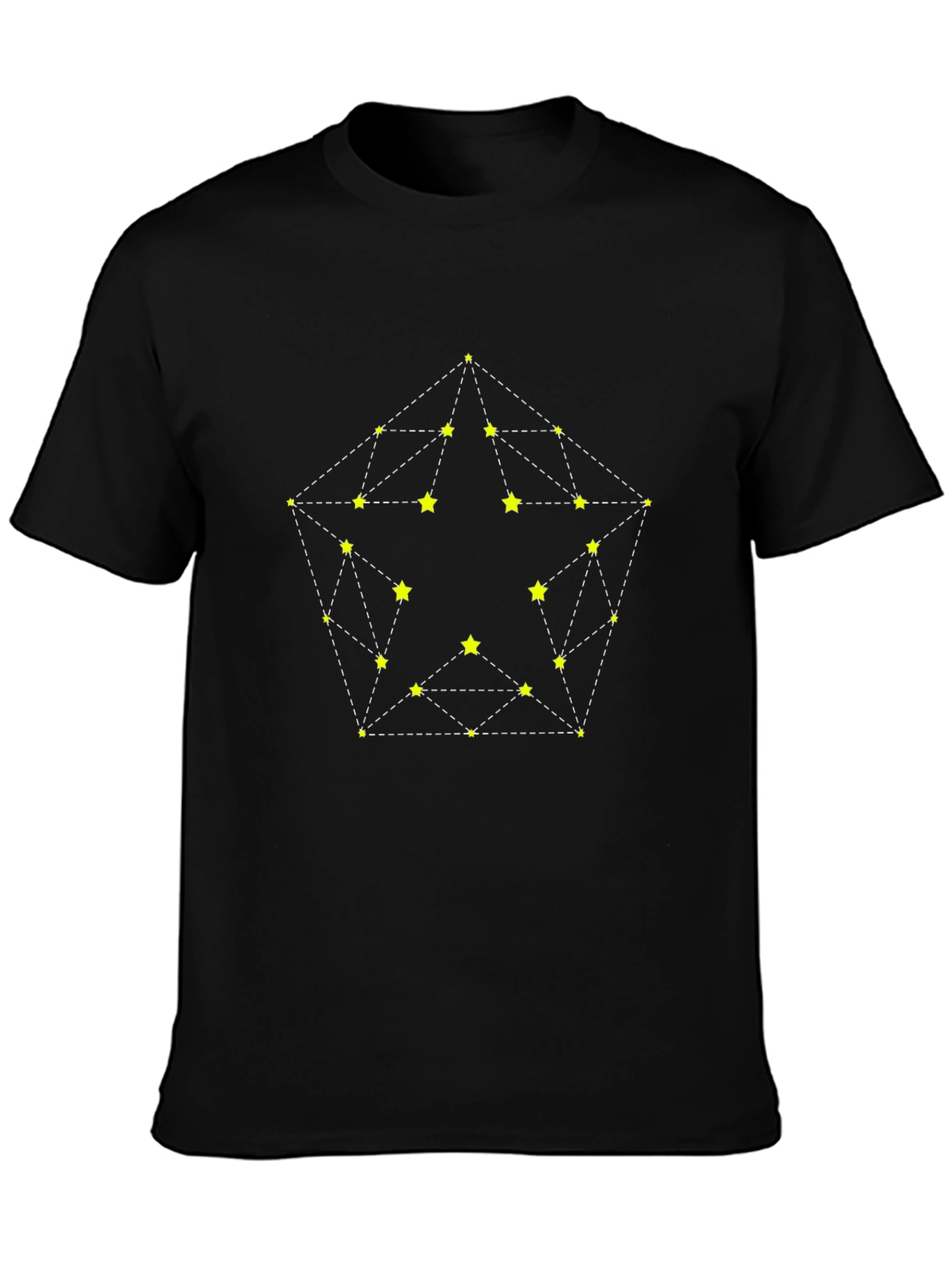 Geometric Star Constellation Black T-Shirt