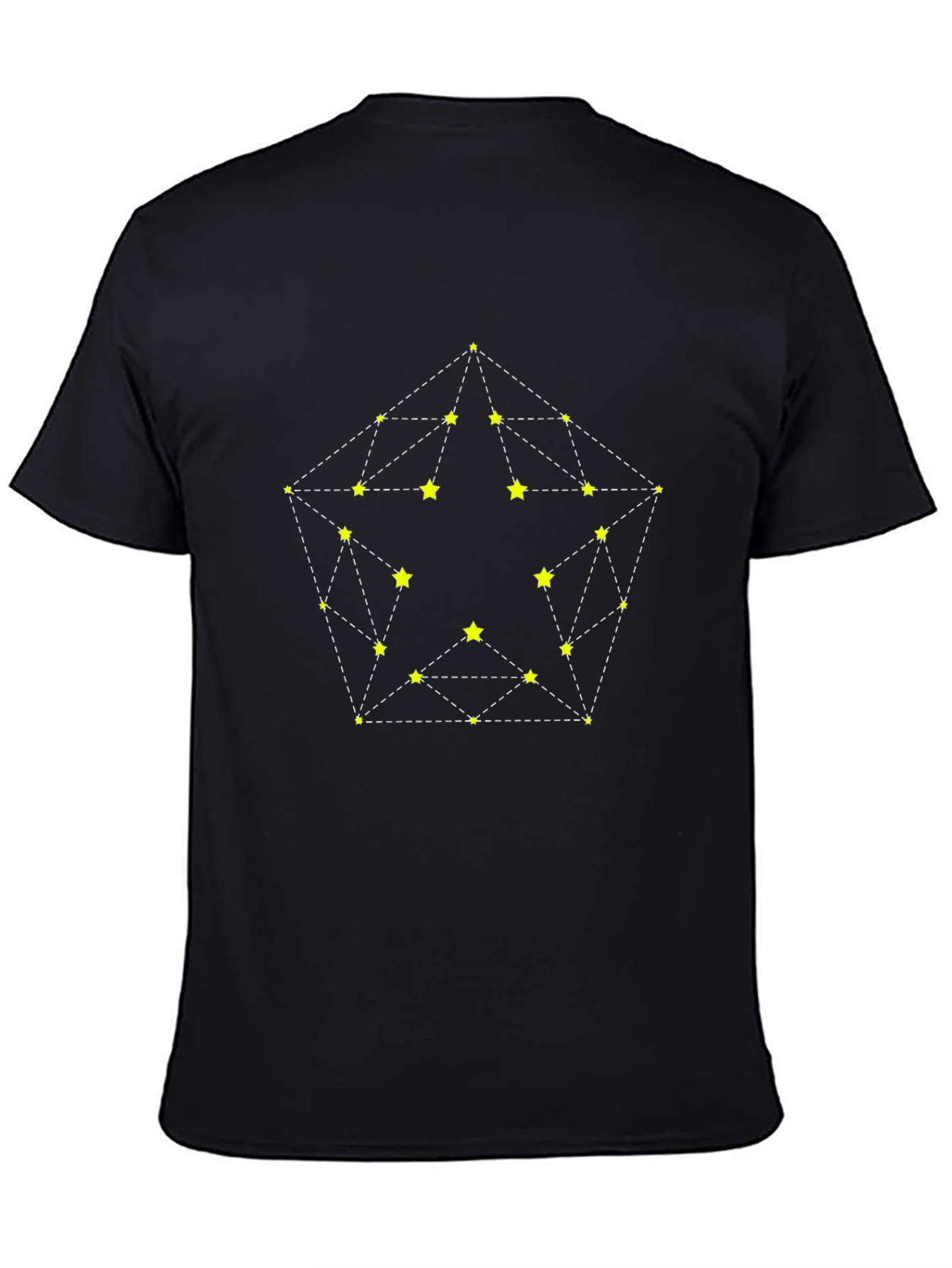 Geometric Star Constellation Black T-Shirt