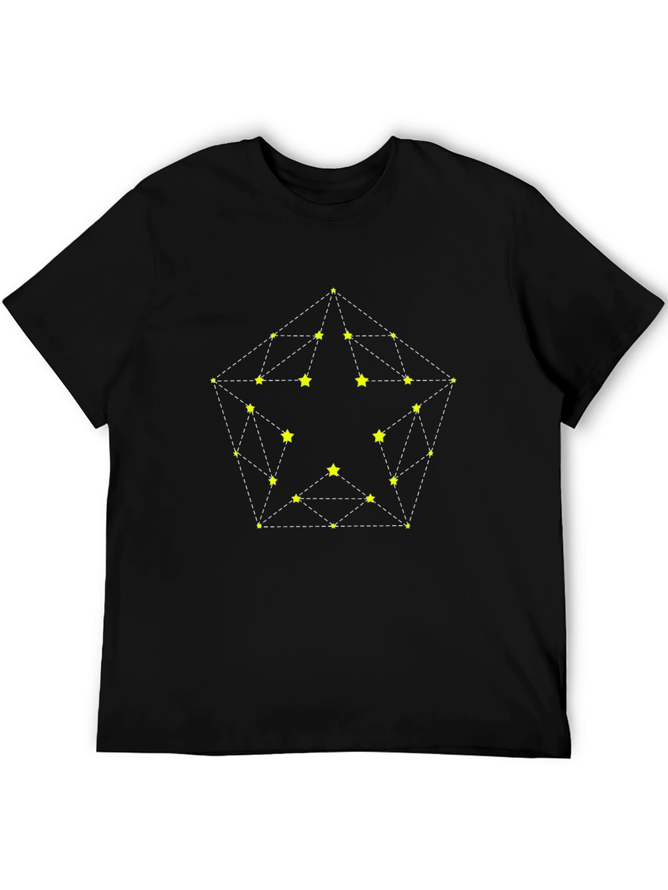 Geometric Star Constellation Black T-Shirt