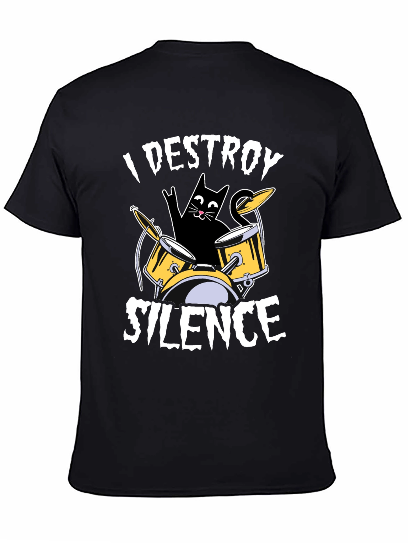 I Destroy Silence Cat Drummer T-Shirt