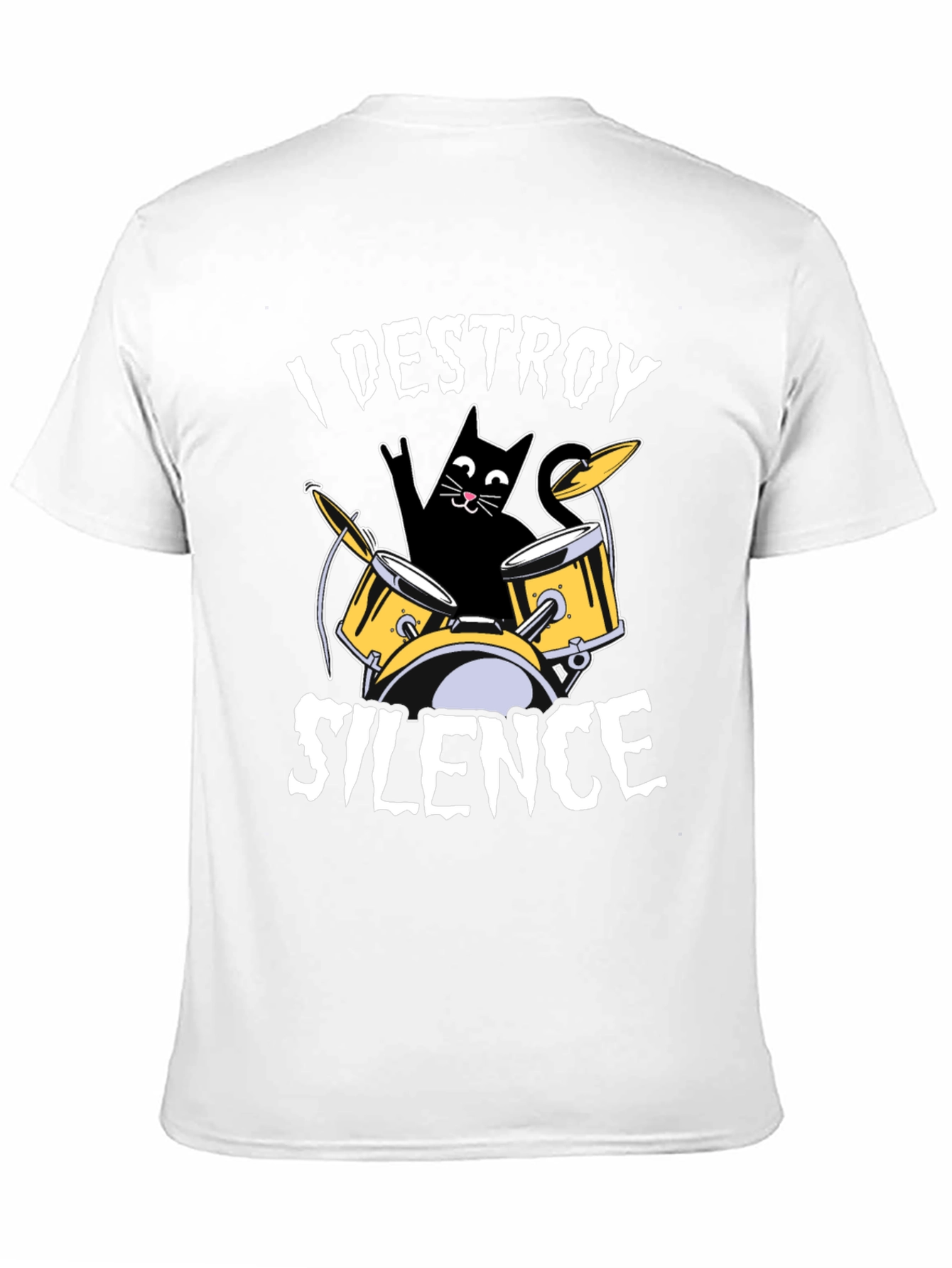 I Destroy Silence Cat Drummer T-Shirt