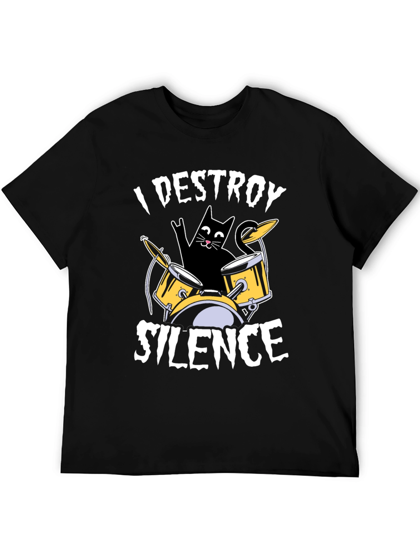 I Destroy Silence Cat Drummer T-Shirt