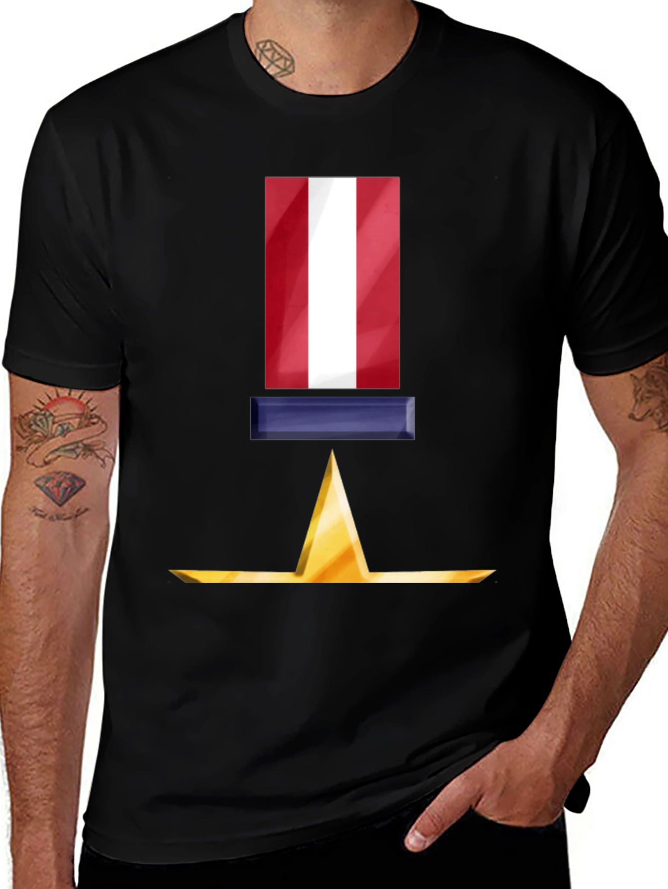 Patriotic Star Symbol Black T-Shirt
