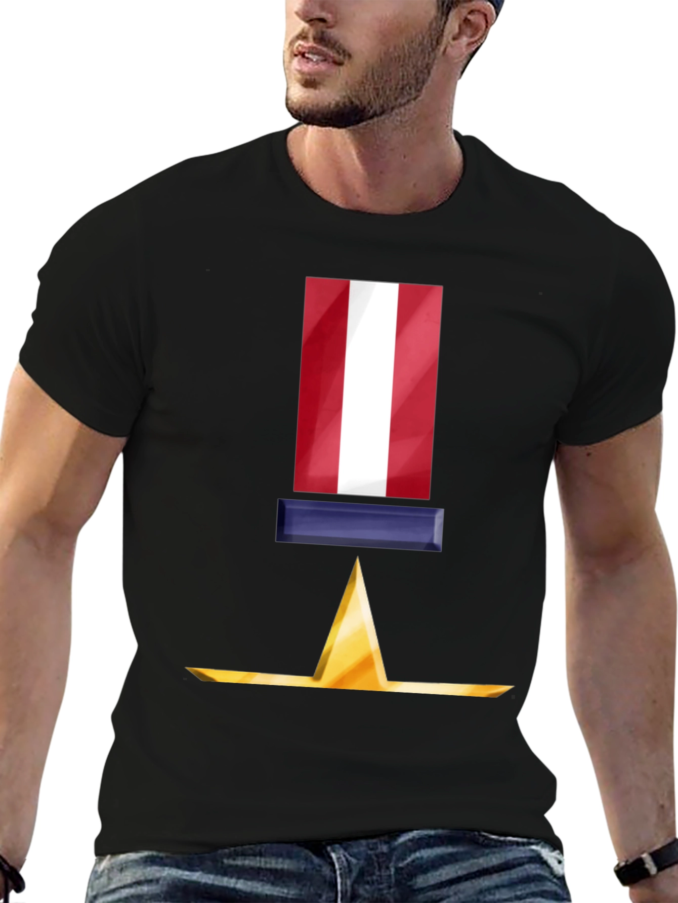 Patriotic Star Symbol Black T-Shirt