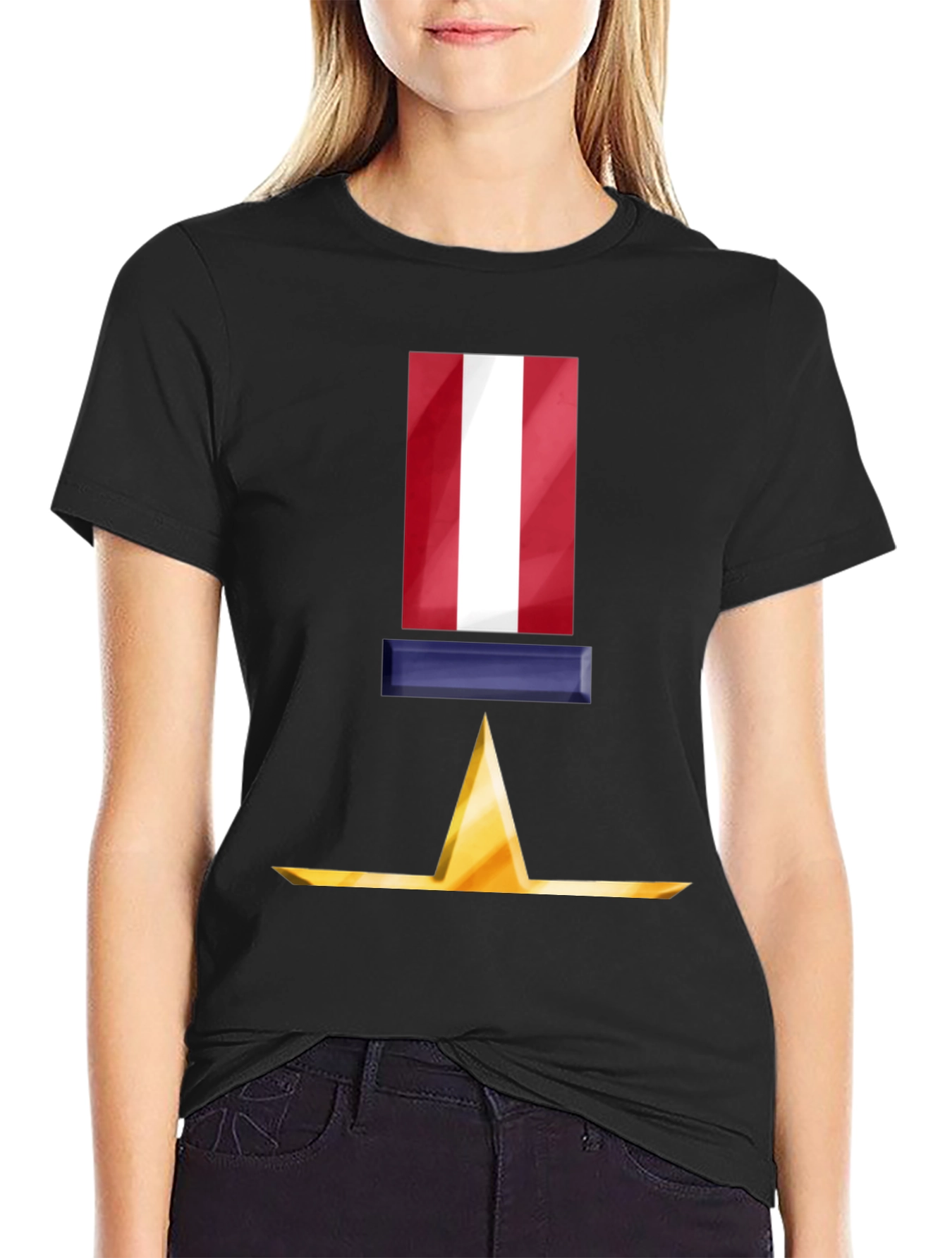 Patriotic Star Symbol Black T-Shirt