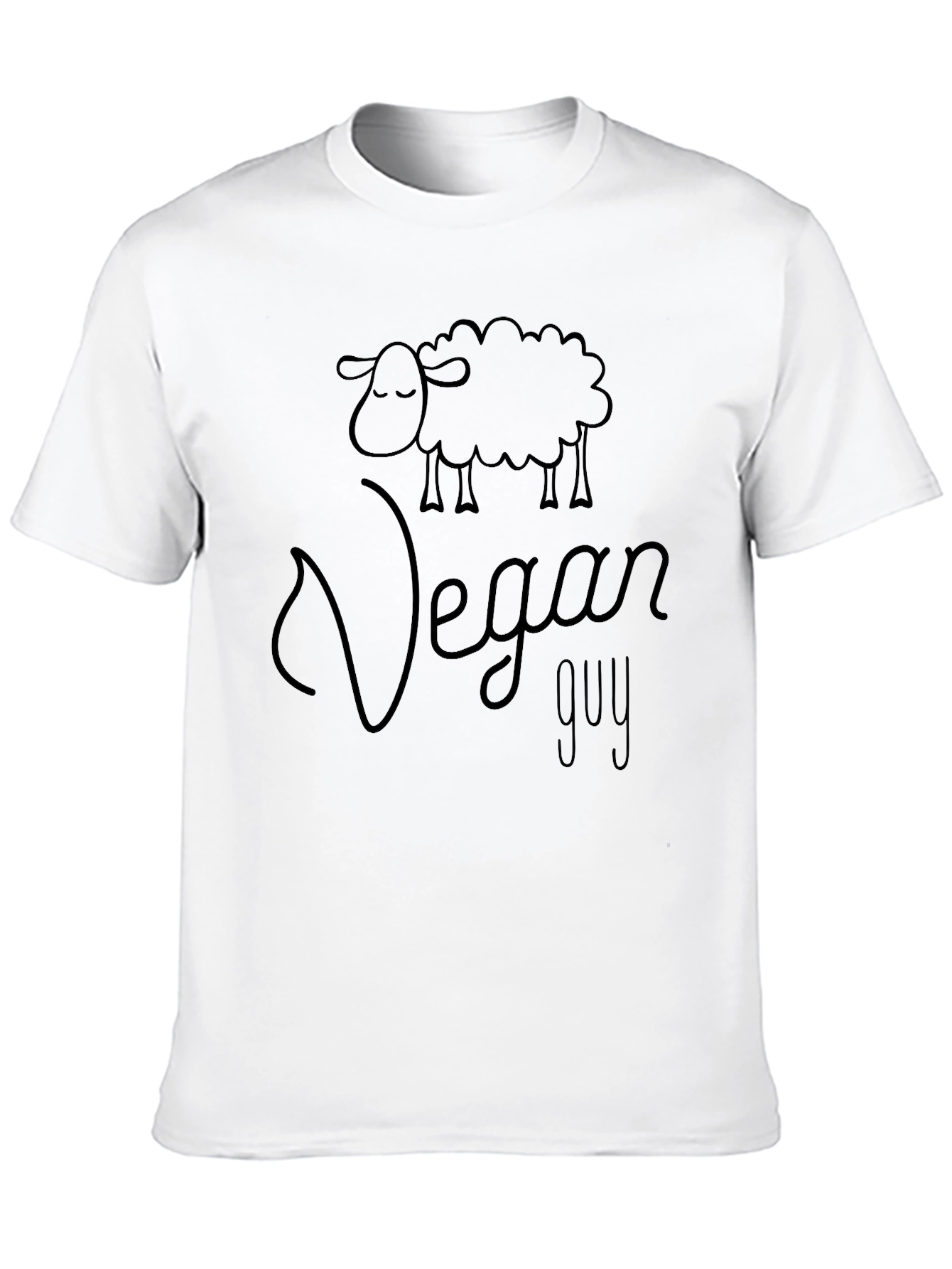 Vegan Guy Sheep Graphic Tee - Black Cotton