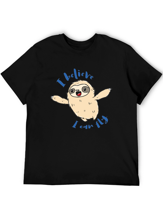 Sloth I Believe I Can Fly Graphic T-Shirt