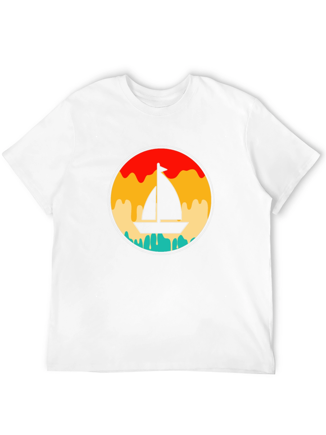 Retro Sunset Sailboat Graphic T-Shirt