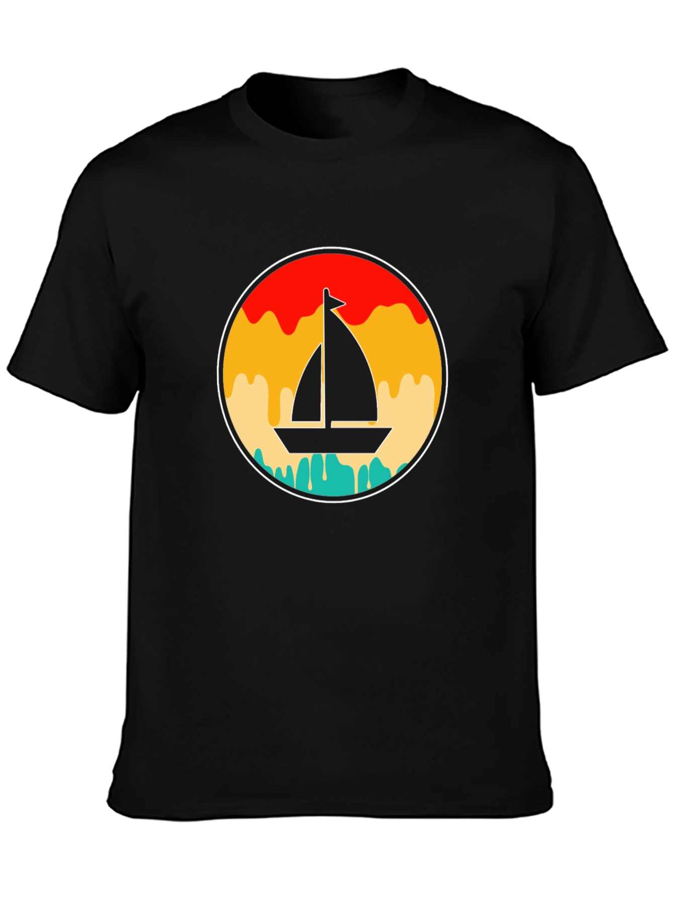 Retro Sunset Sailboat Graphic T-Shirt