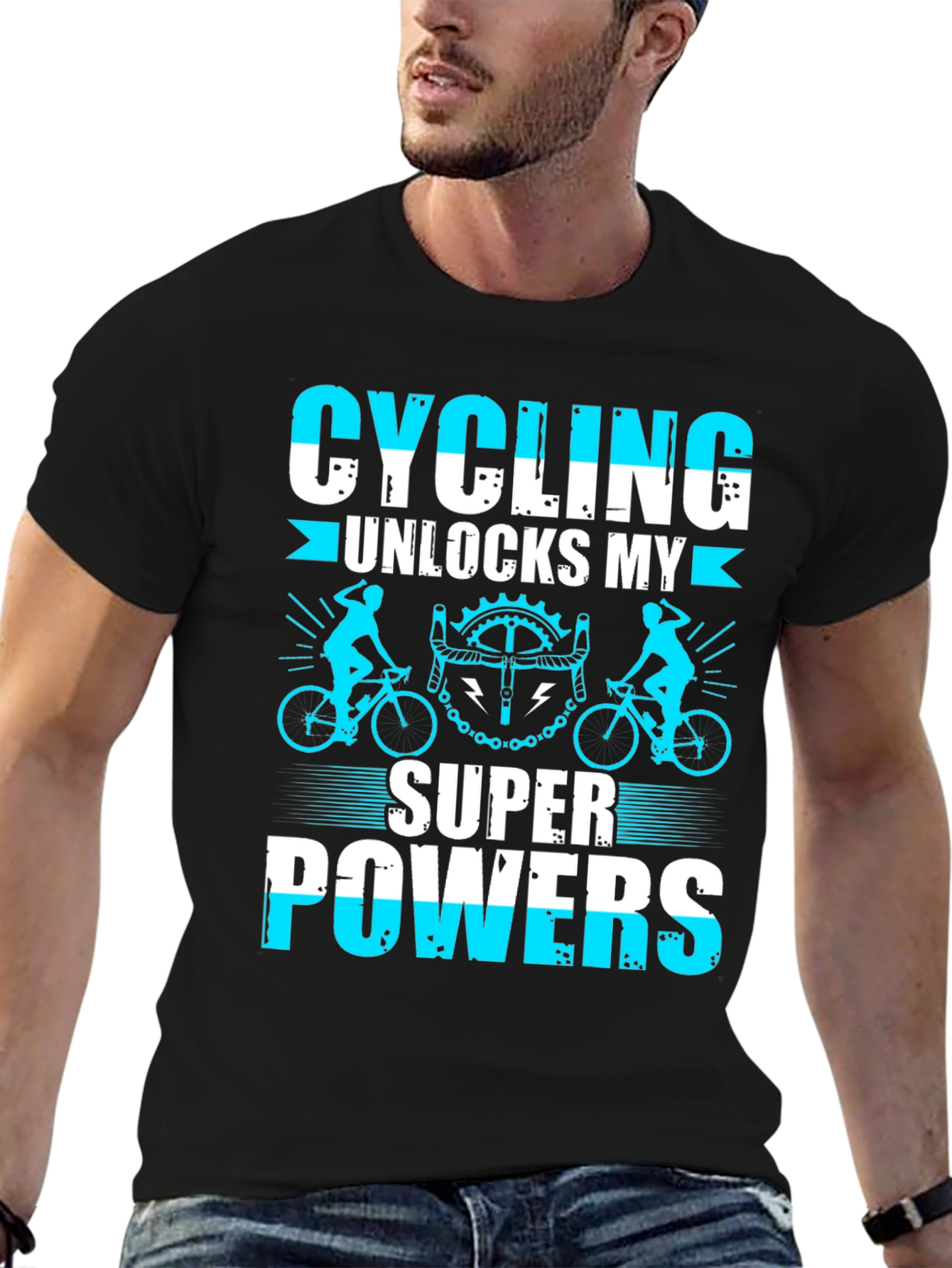 Cycling Superpowers T-Shirt: Black Cotton Tee