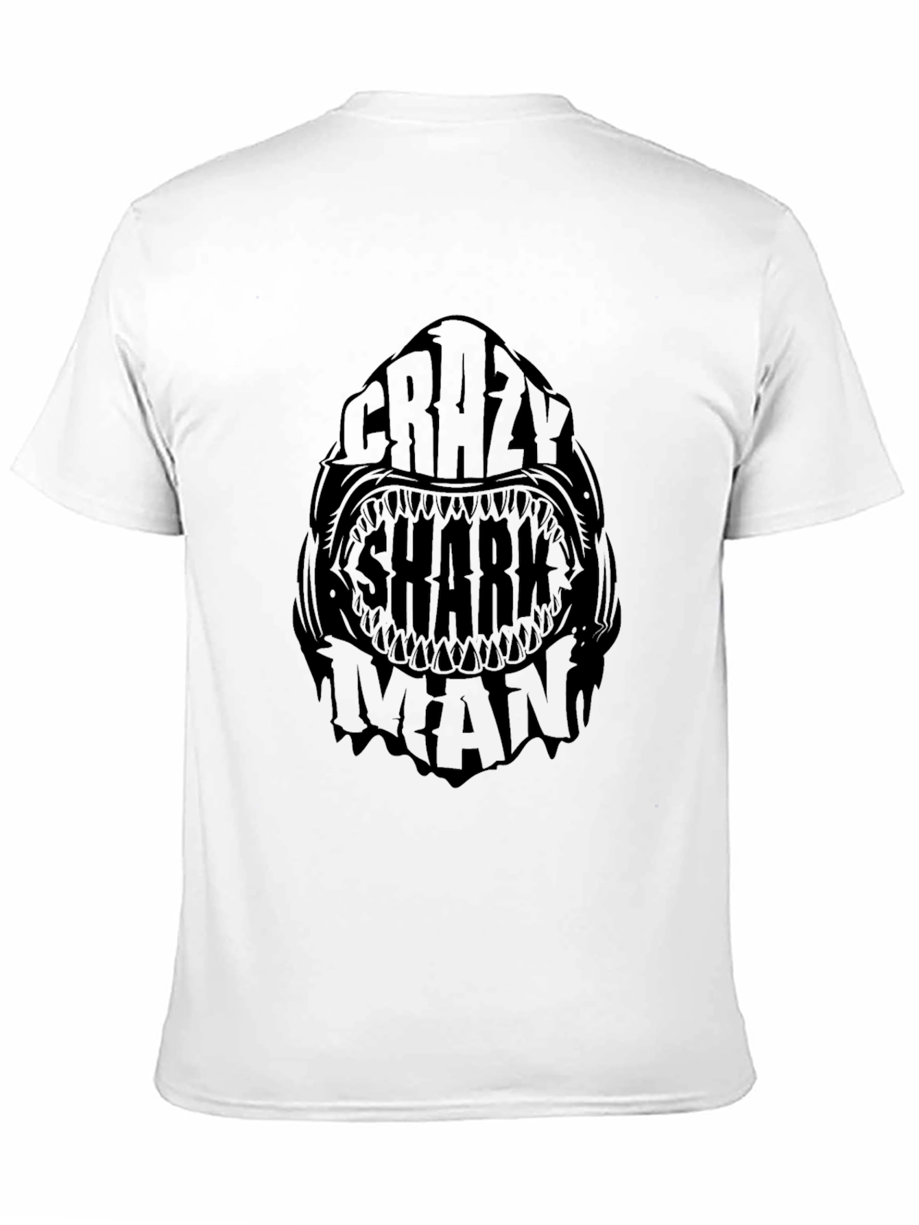 Crazy Shark Man Black Graphic Tee