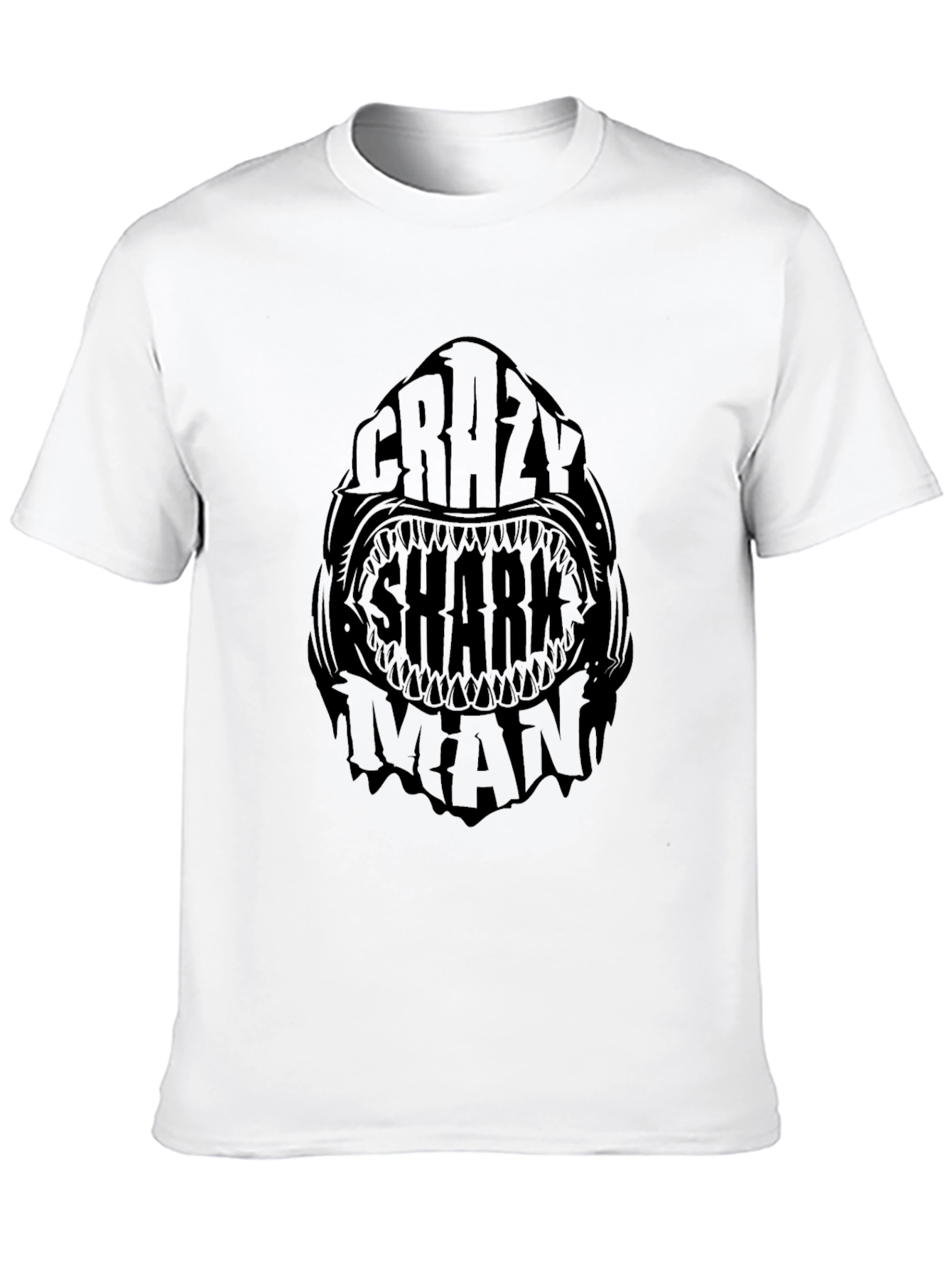 Crazy Shark Man Black Graphic Tee