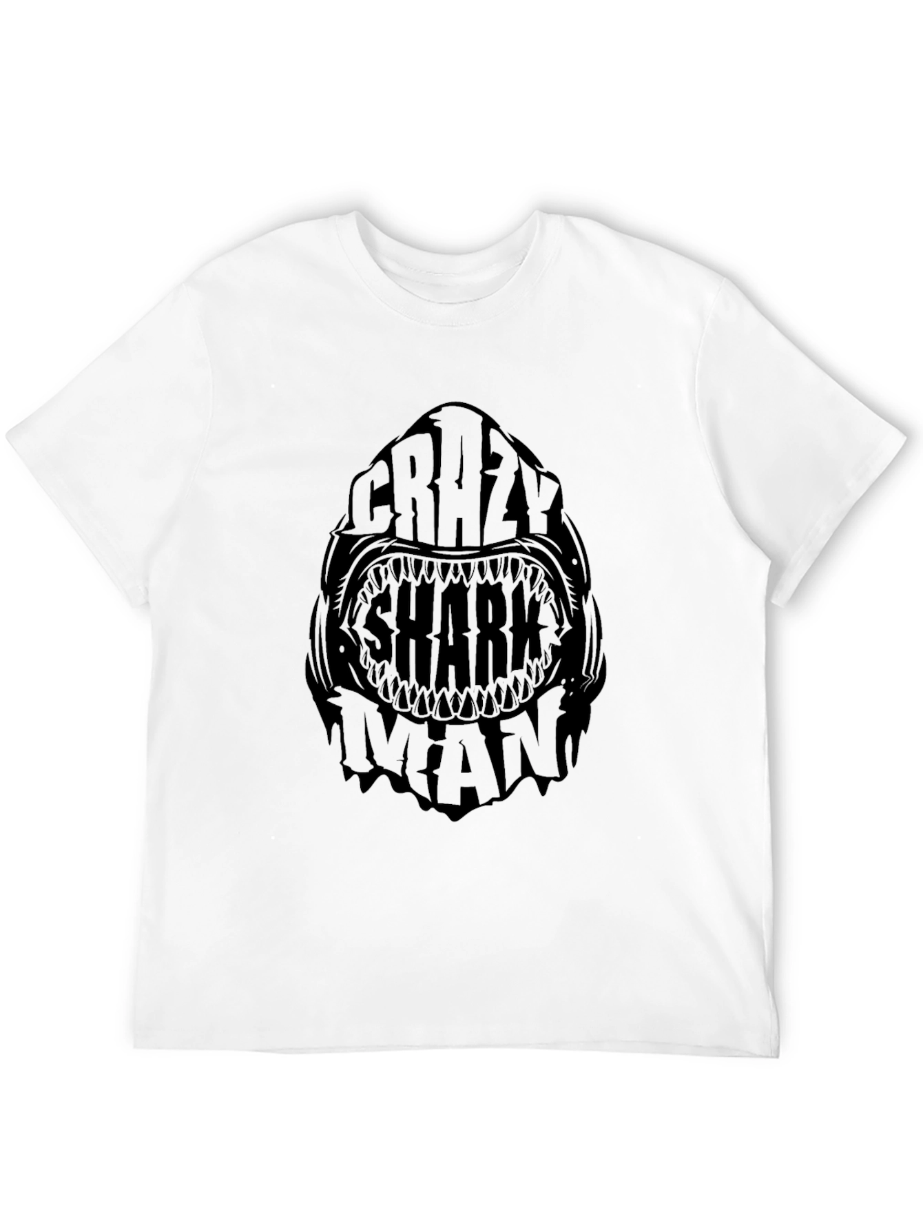 Crazy Shark Man Black Graphic Tee