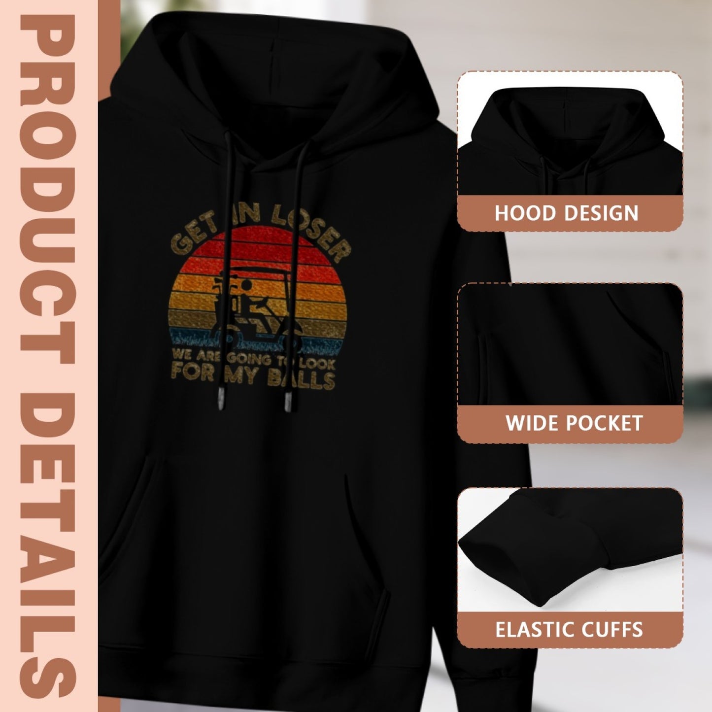 New Stylish Unisex Black Hoodie - Vintage Good Vibes Only Graphic Print - Soft Pullover - American Direct Shipping
